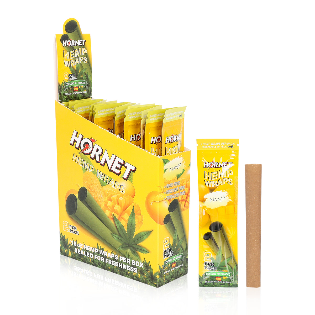 Hornet Mango Flavoured Hemp Blunt Wraps 30 Hemp Wraps Per Box ...