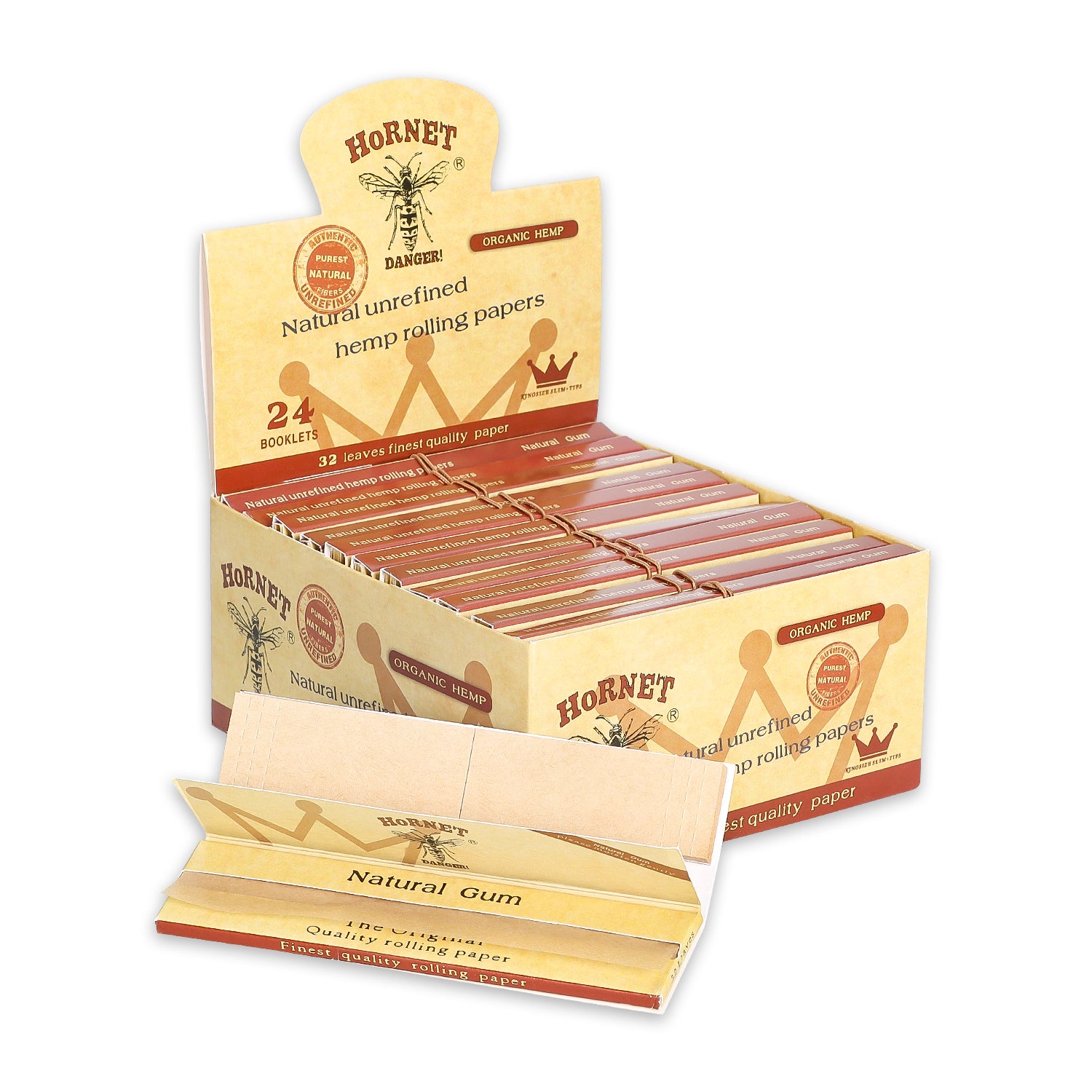 HORNET King Size Rolling Papers With Rolling Tips, Slim Broen Rolling Paper, 32 PCS / Pack 24 Pack / Box