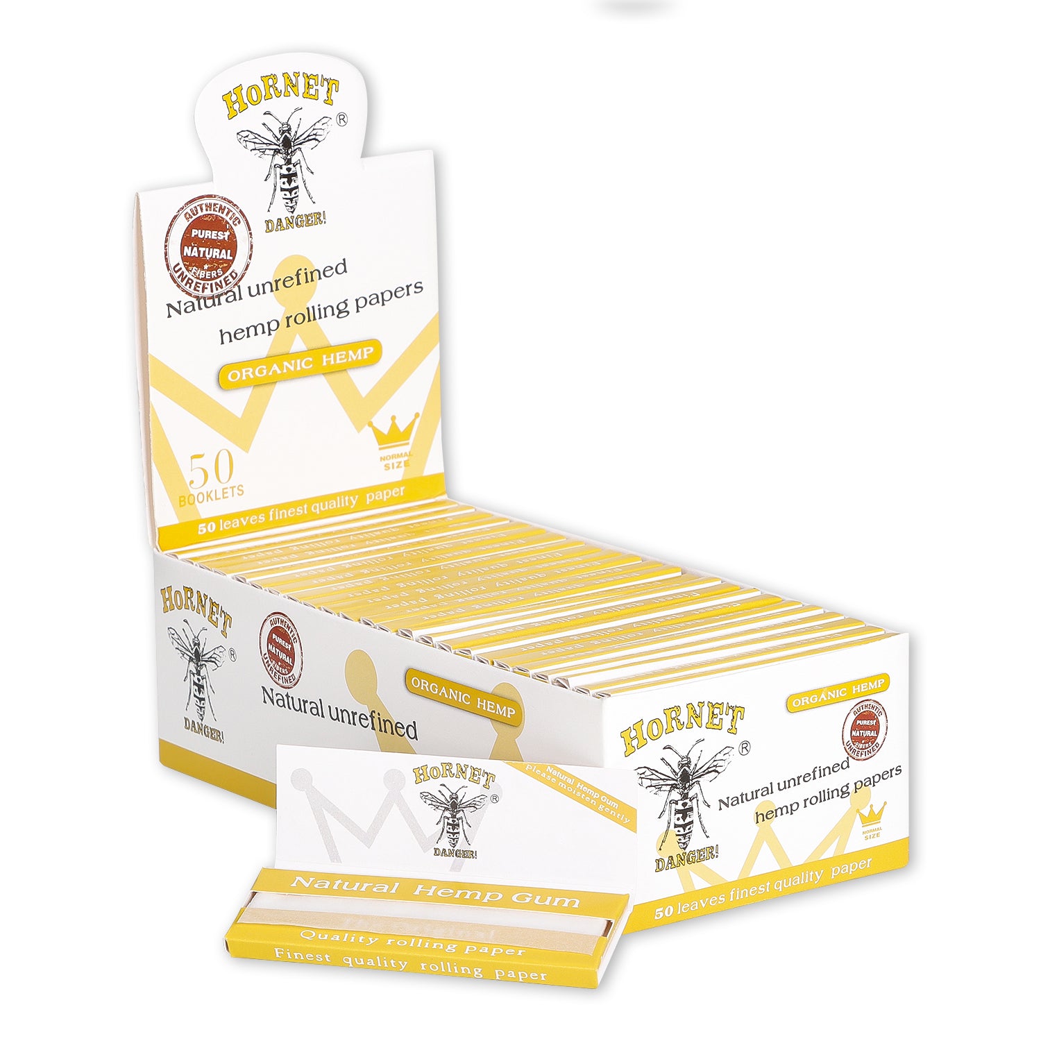 HORNET 70 mm Rolling Papers, Natural Slim Rolling Papers, White Organic Rolling Paper, 50 Leaves / Pack 50 Pack / Box