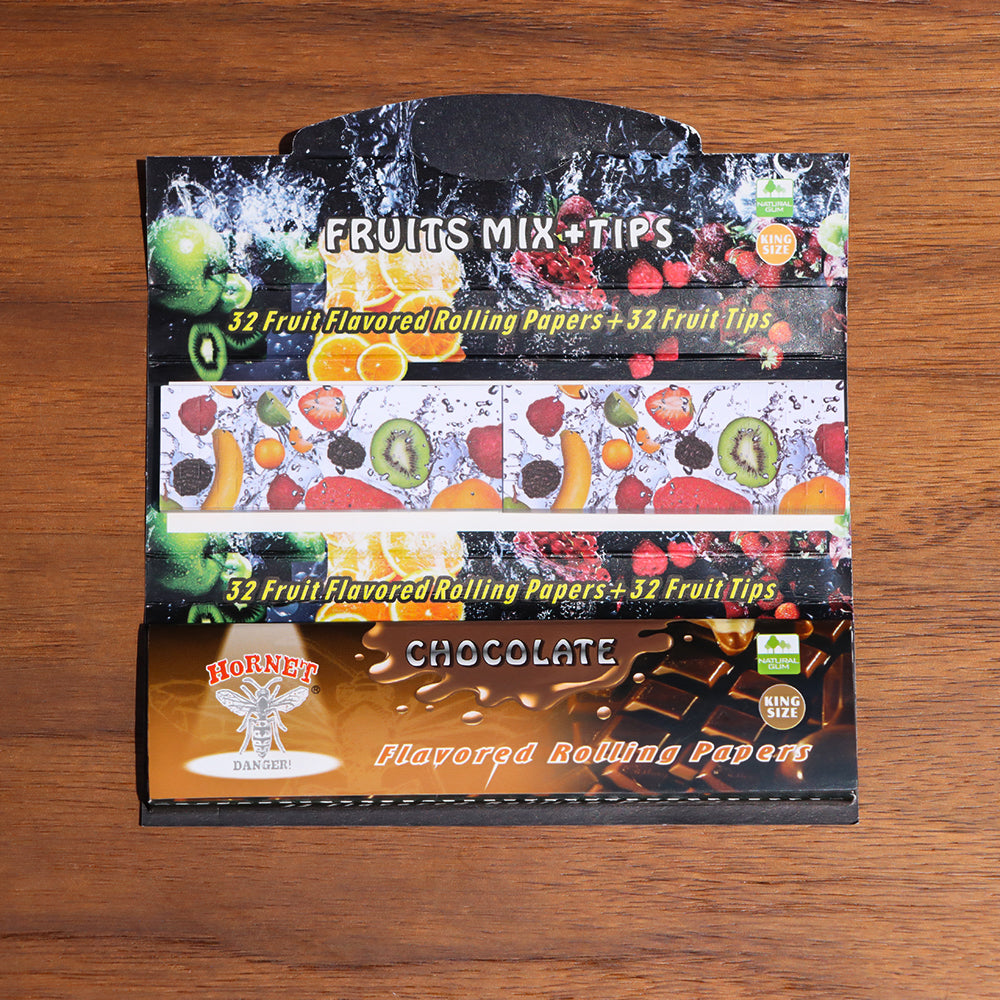 Hornet 78mm Mix Fruit Flavors Rolling Papers, Slow Burning Rolling Paper, Natural Rolling Paper, 50 Piece / Pack 50 Pack / Box