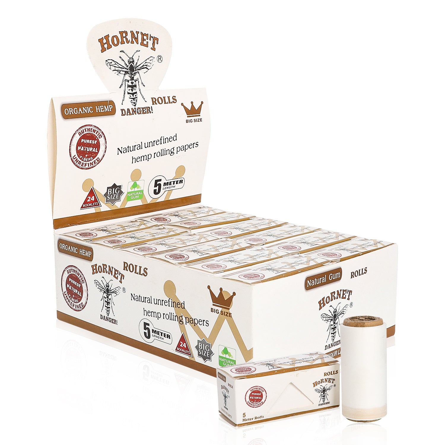 HORNET 5 m Free Rolling Papers, Organic White Rolling Paper, 24 PCS / Box