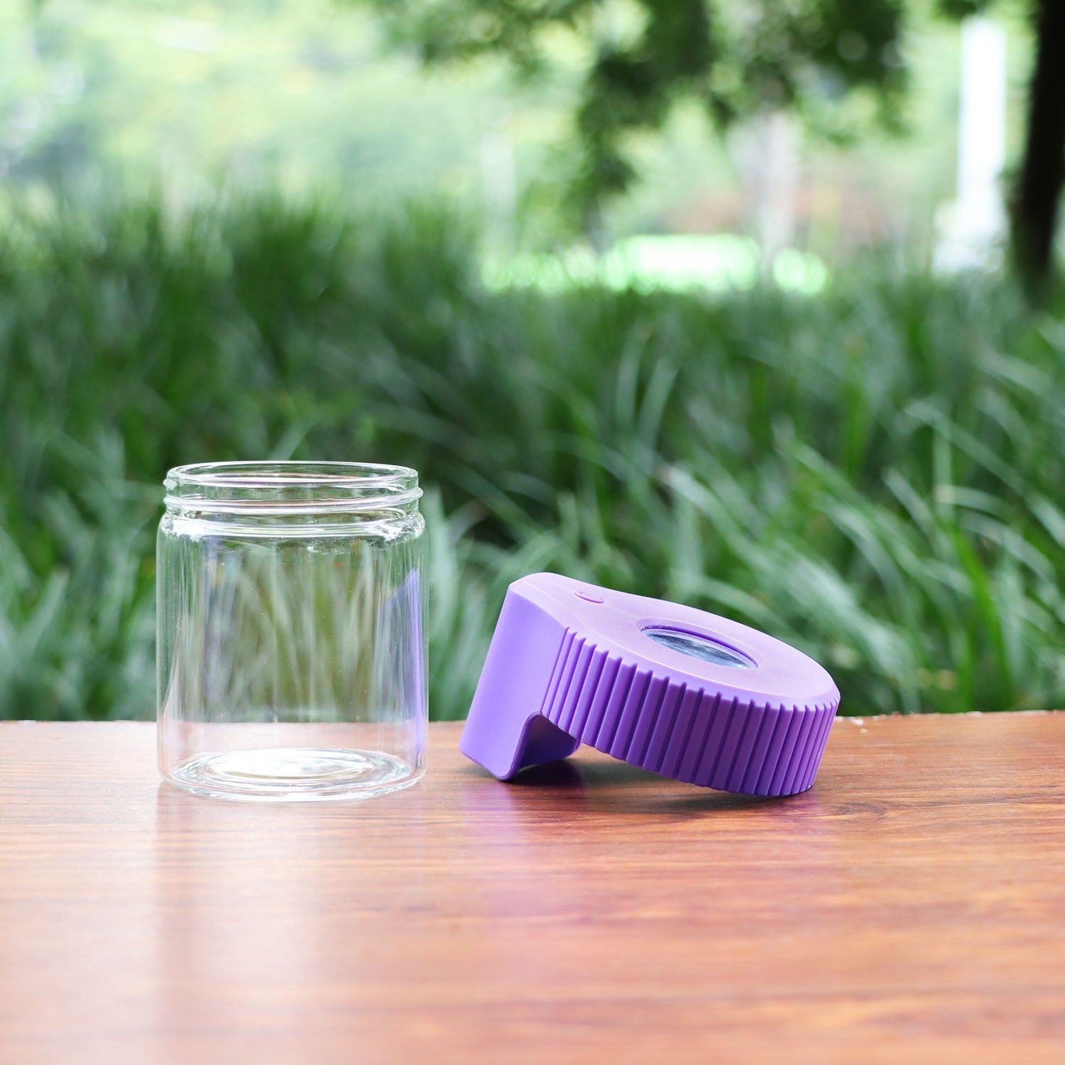 HORNET Light-Up Led Glass Storage Jar, Air Tight & Magnifying View Jar, Purple Color Jar Lid, Rechargeable Glass Jar