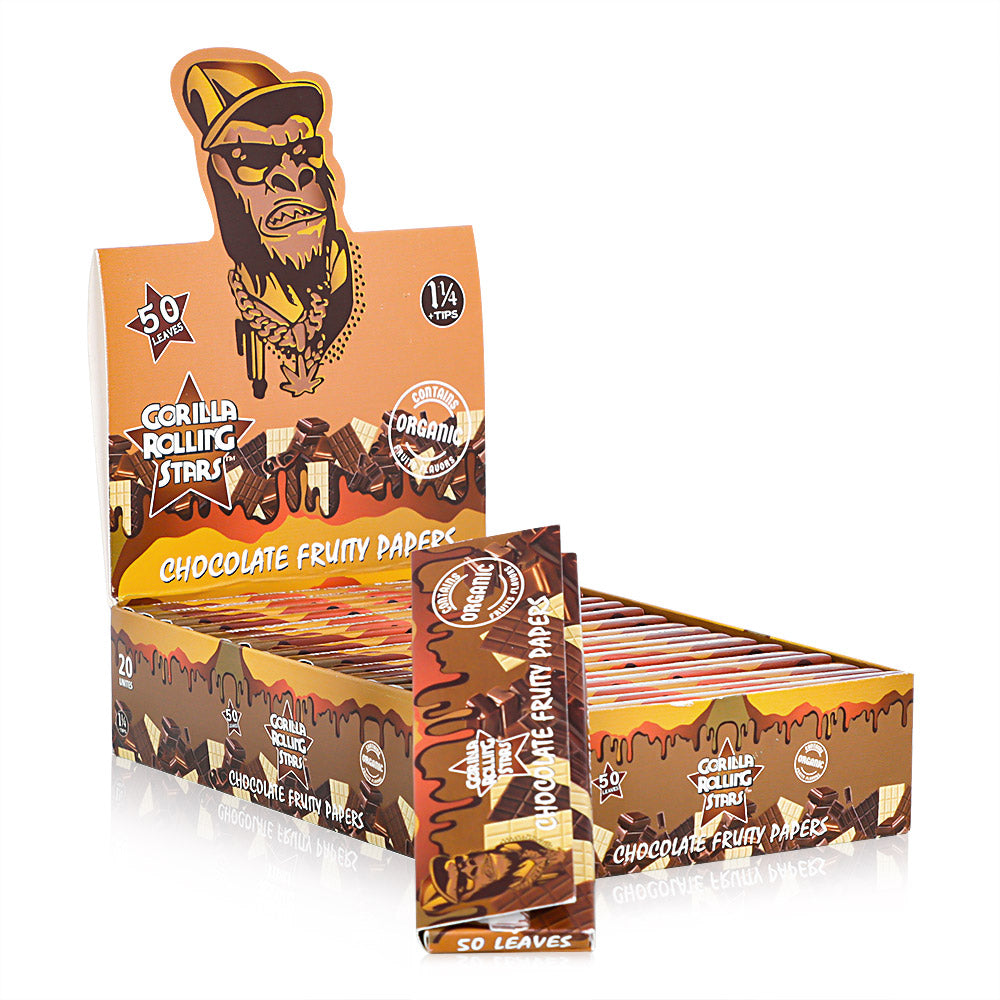 GORILLA ROLLING STARS a box of 20 volumes of 50 chocolate flavored rolls