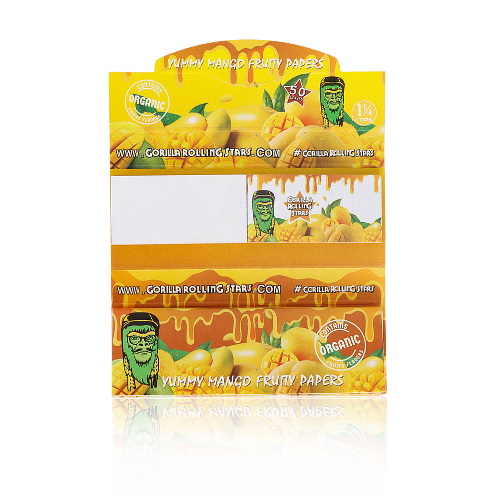 GORILLA ROLLING STARS&nbsp;&nbsp; series 78mm 1 1/4 size mango flavor rolling paper with filter paper