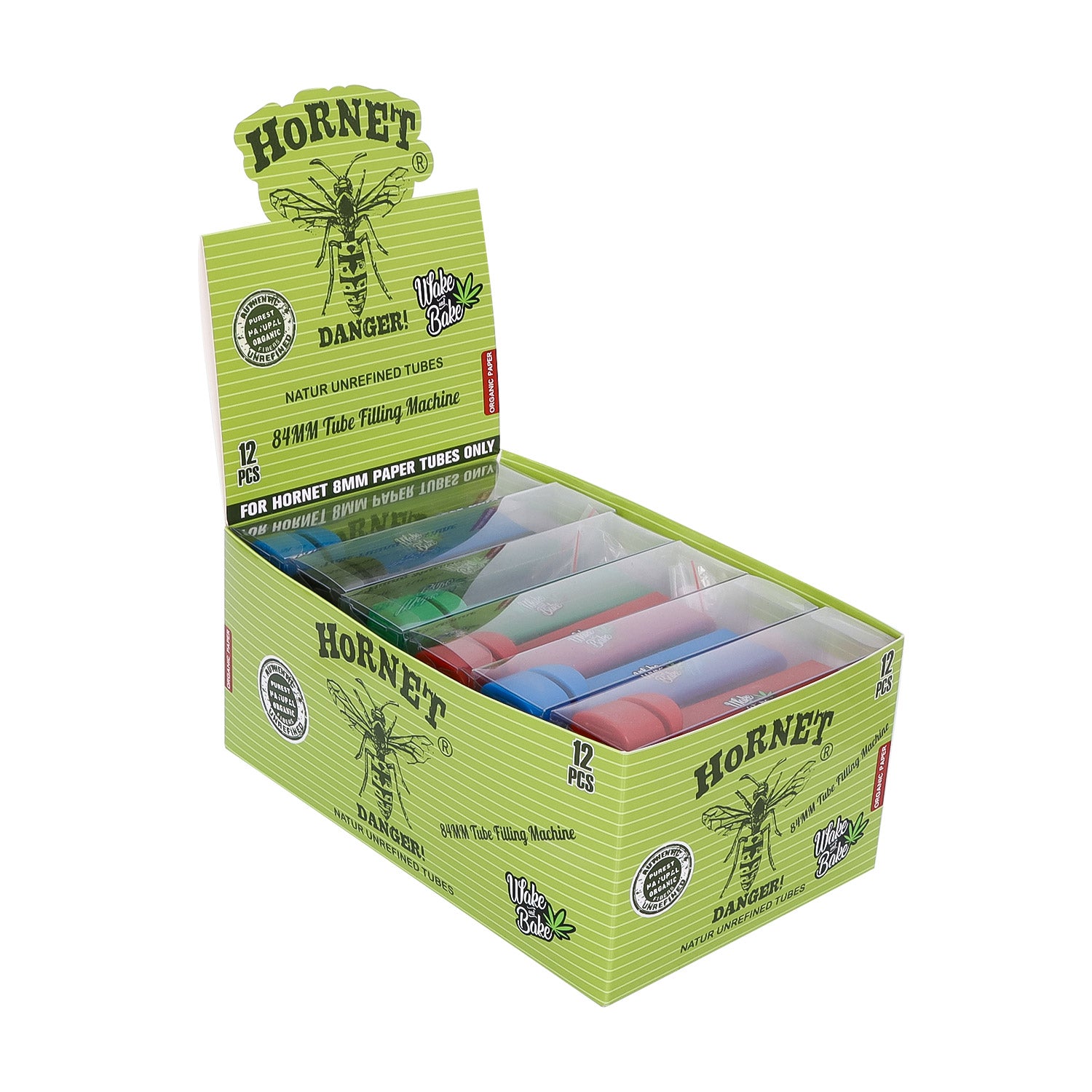 HORNET brand smoke puller covered with silk screen wake bake letters  12 pcs/1 display box