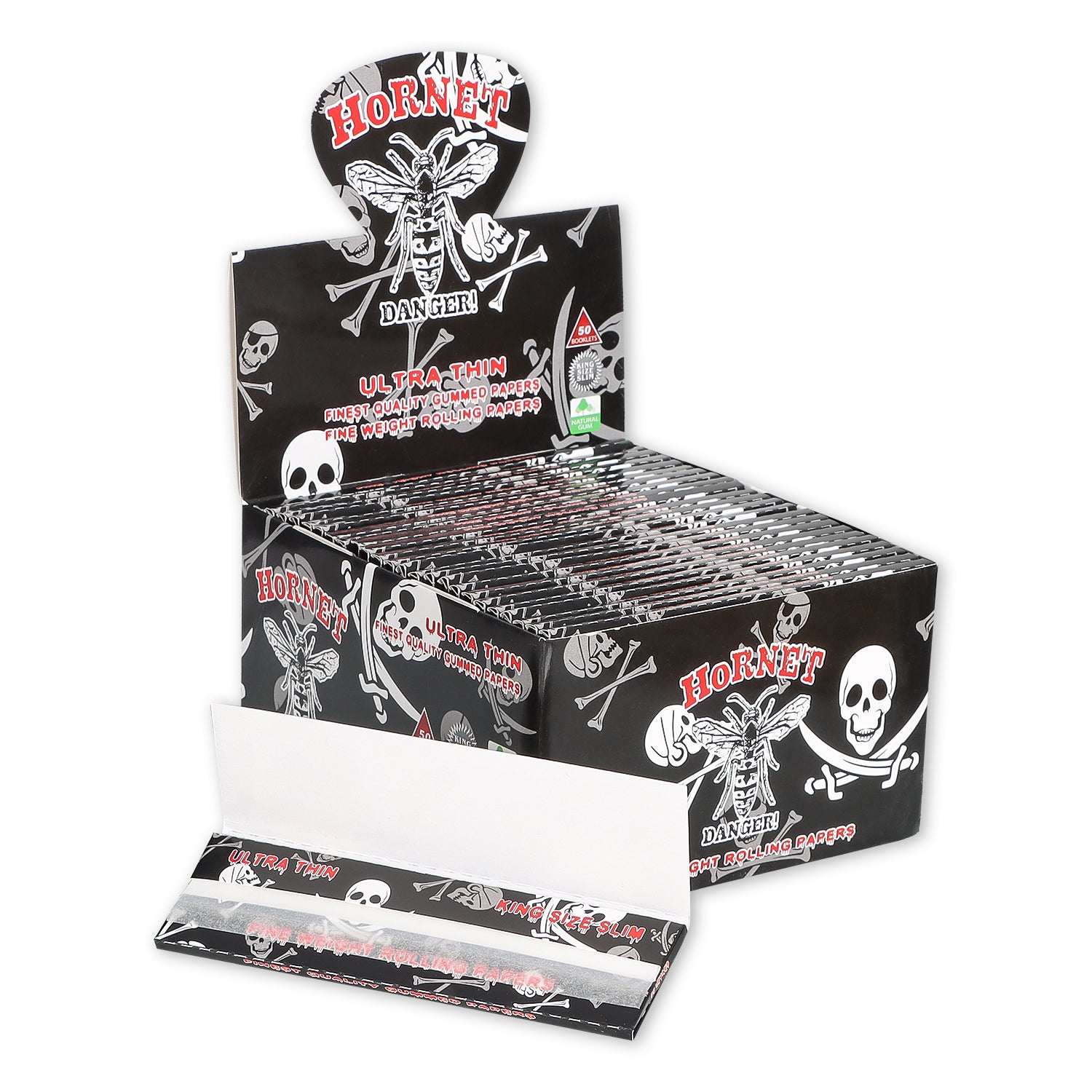 HORNET Skull Painting Rolling Paer, King Size Slim Cigarette Rolling Paper, Slow Buring Rolling Papers, 32 PCS / Pack 50 Packs / Box