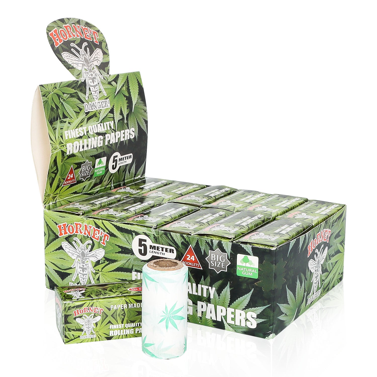 HORNET Leaf Style Rolling Paper Rolls, 5 m Free Rolling Papers, Organic Rolling Paper Rolls, 24 PCS / Box