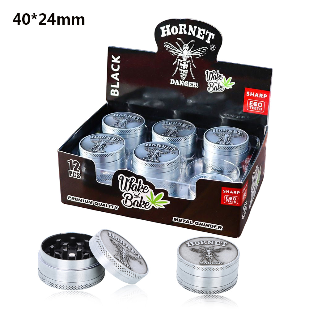 HORNET Zinc Alloy Herb Grinder, 3 Lay Ø 40 Smoker Grinder, Portable & Easy Clean Metal Herbal Grinder, 6 PCS / Box