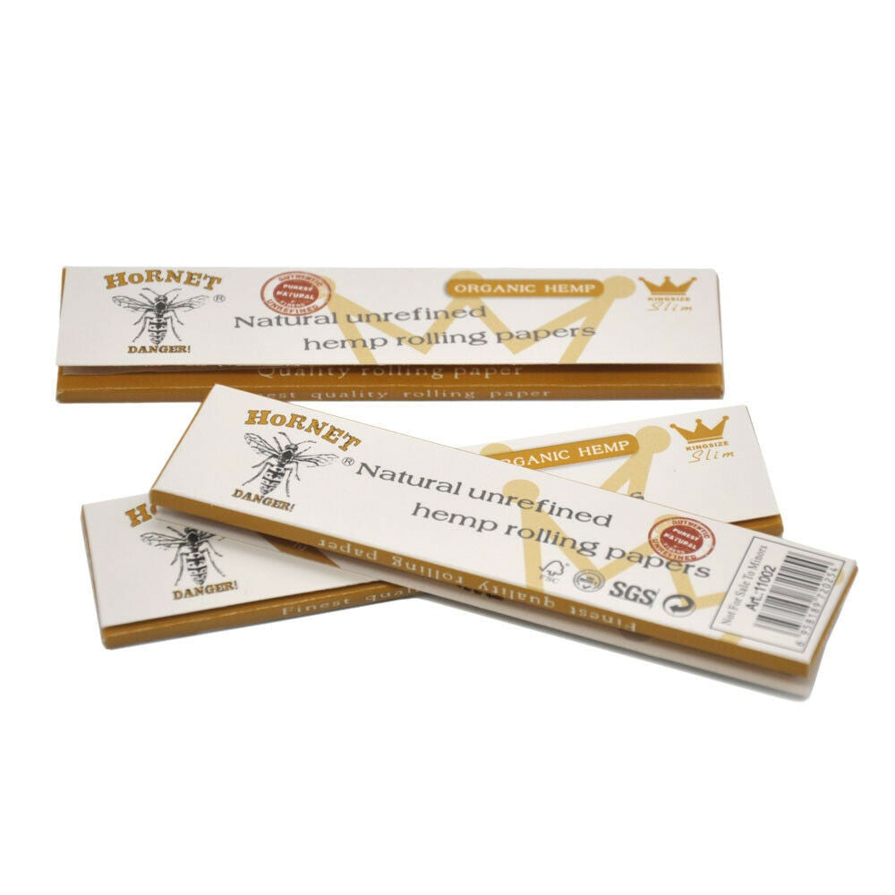 HORNET King Size Slim Cigarette Rolling Papers, Organic Natural Rolling Paper, White Rolling Papers, 32 Piece / Pack 50 Pack / Box