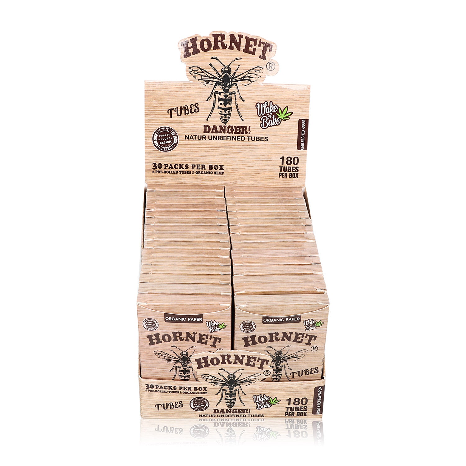 HORNET 84 mm Brown Pre Rolled Cones, Natural Rolling Cones, Slow Burning Pre Rolled Rolling Paper, 6 PCS / Pack 30 Packs / Box