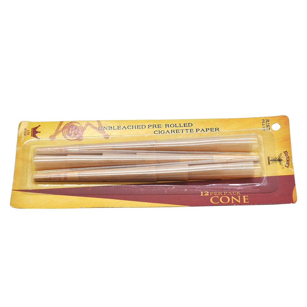 HORNET 1 1/4 Size Pre Rolled Cones, Natural Rolling Cones, Slow Burning Pre Rolled Rolling Paper, 12 PCS / Pack 24 Packs / Box