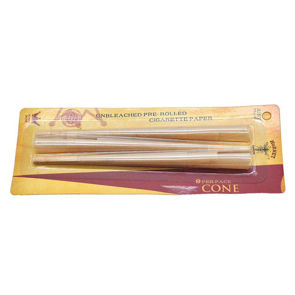HORNET King Size Pre Rolled Cones, Natural Rolling Cones, Slow Burning Pre Rolled Rolling Paper, 9 PCS / Pack 24 Packs / Box