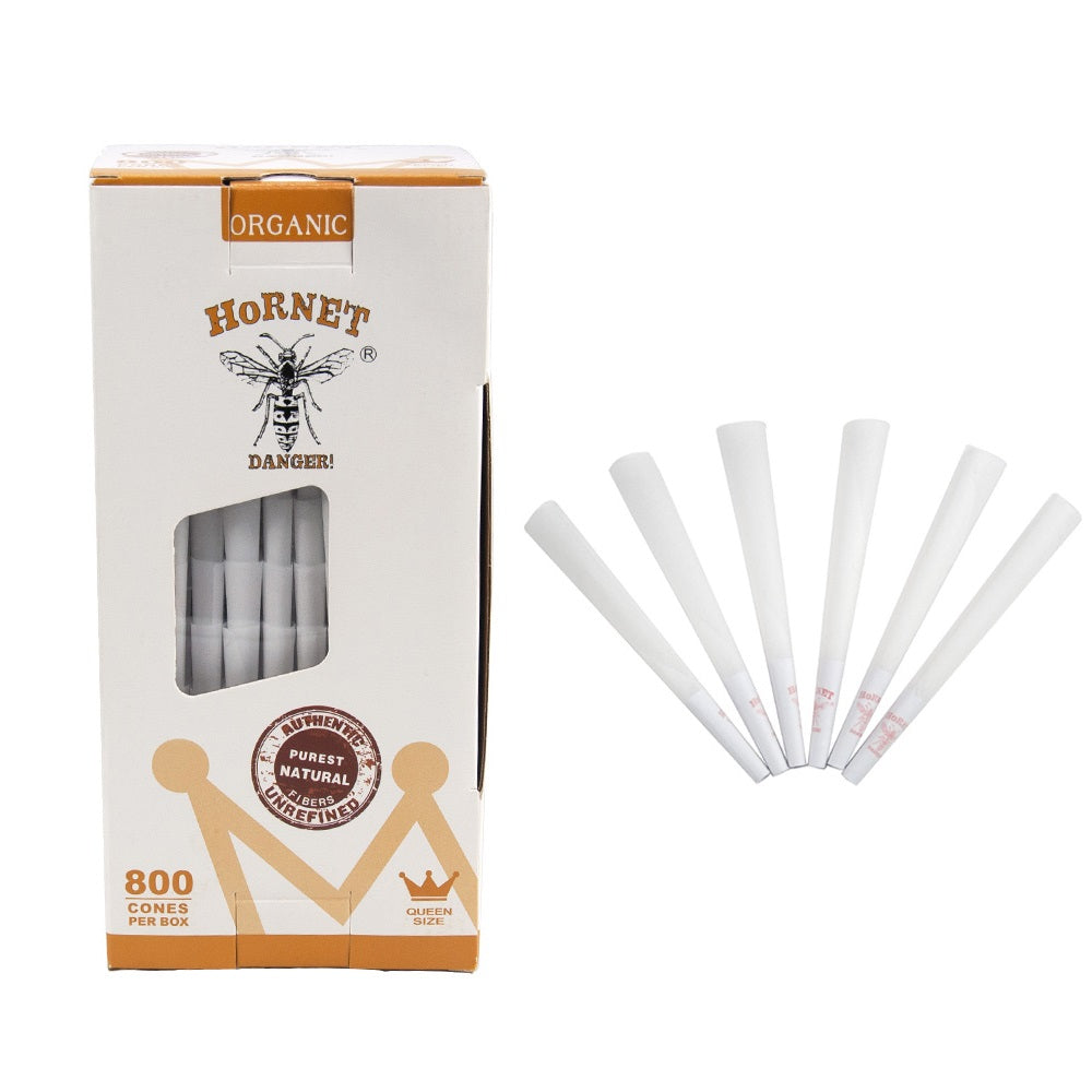 HORNET 98 mm Size White Pre Rolled Cones, Organic Pre Rolled Rolling Paper With Tips, Slow Burning Pre Rolled Cones, 800 PCS / Box