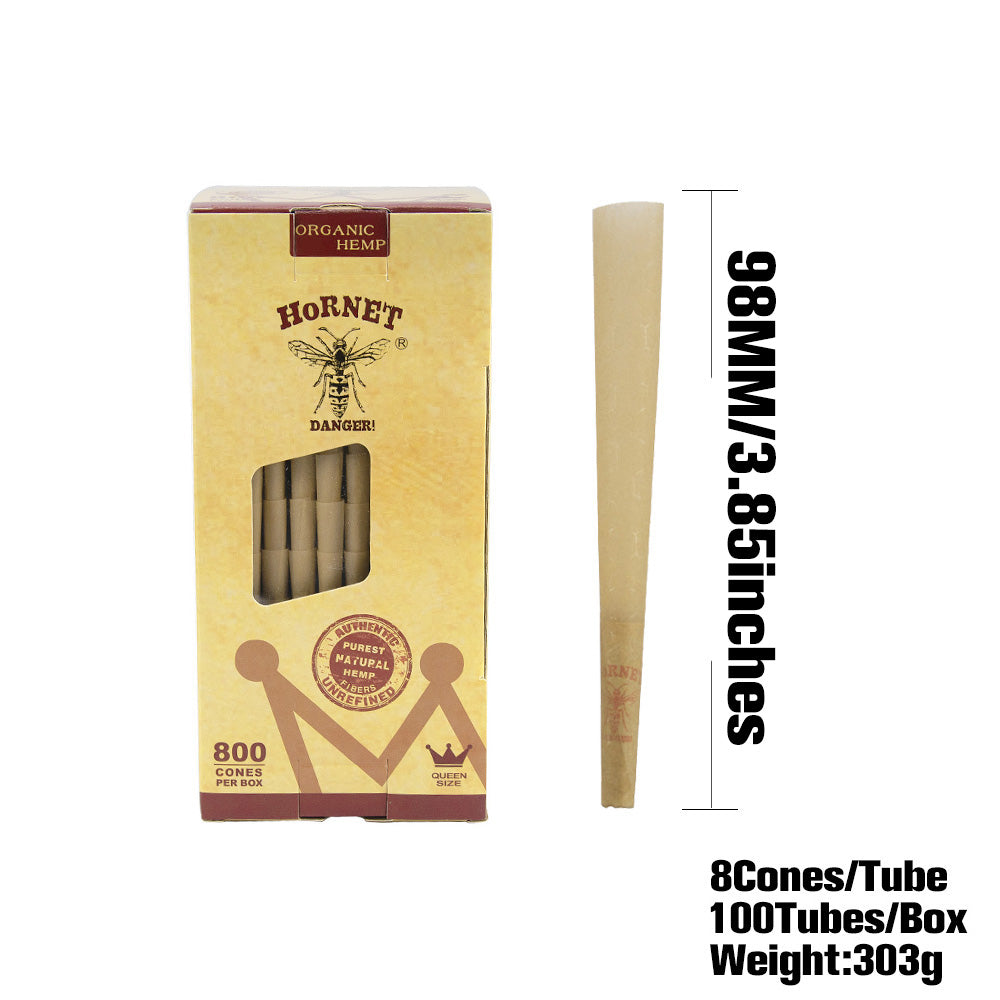HORNET 98 mm Size Brown Pre Rolled Cones, Organic Pre Rolled Rolling Paper With Tips, Slow Burning Pre Rolled Cones, 800 PCS / Box