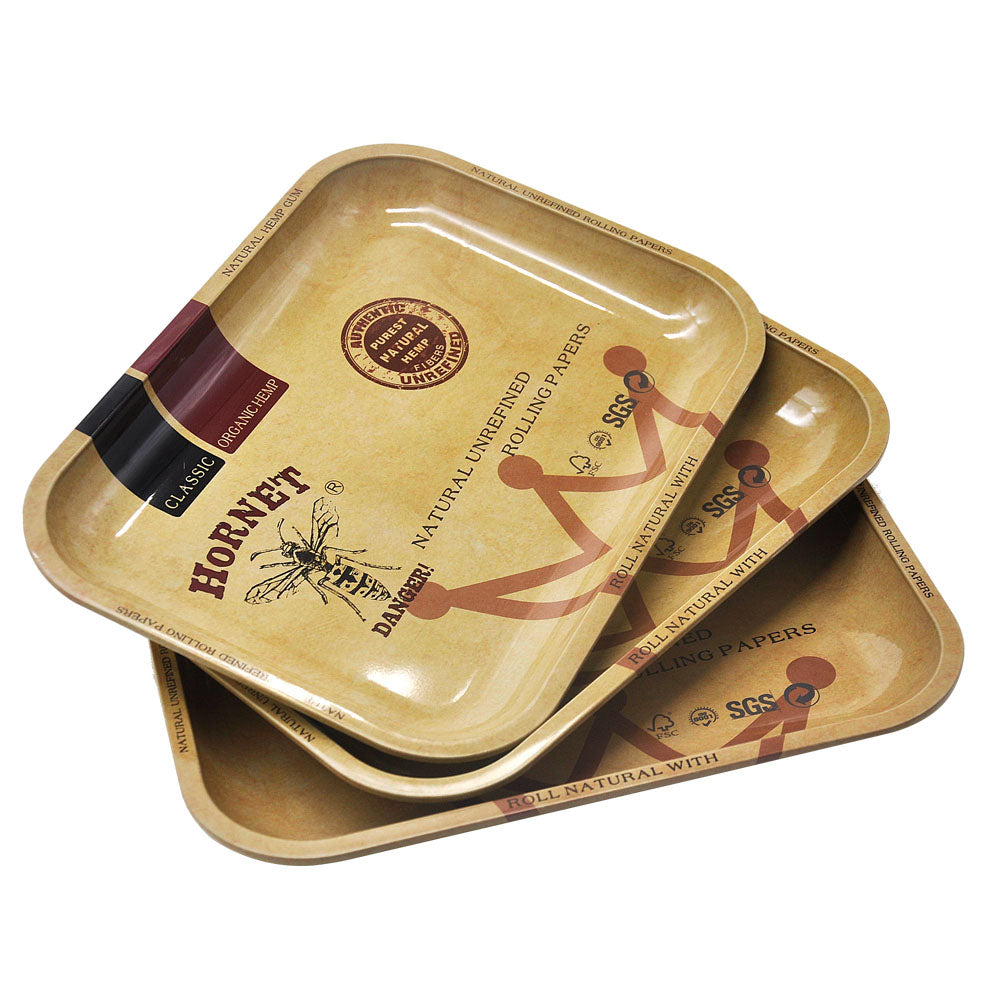 HORNET Tinplate Rolling Tray, 12” x 8.8” Cigarette Rolling Tray, Smooth Rounded Edge Rolling Paper Tray