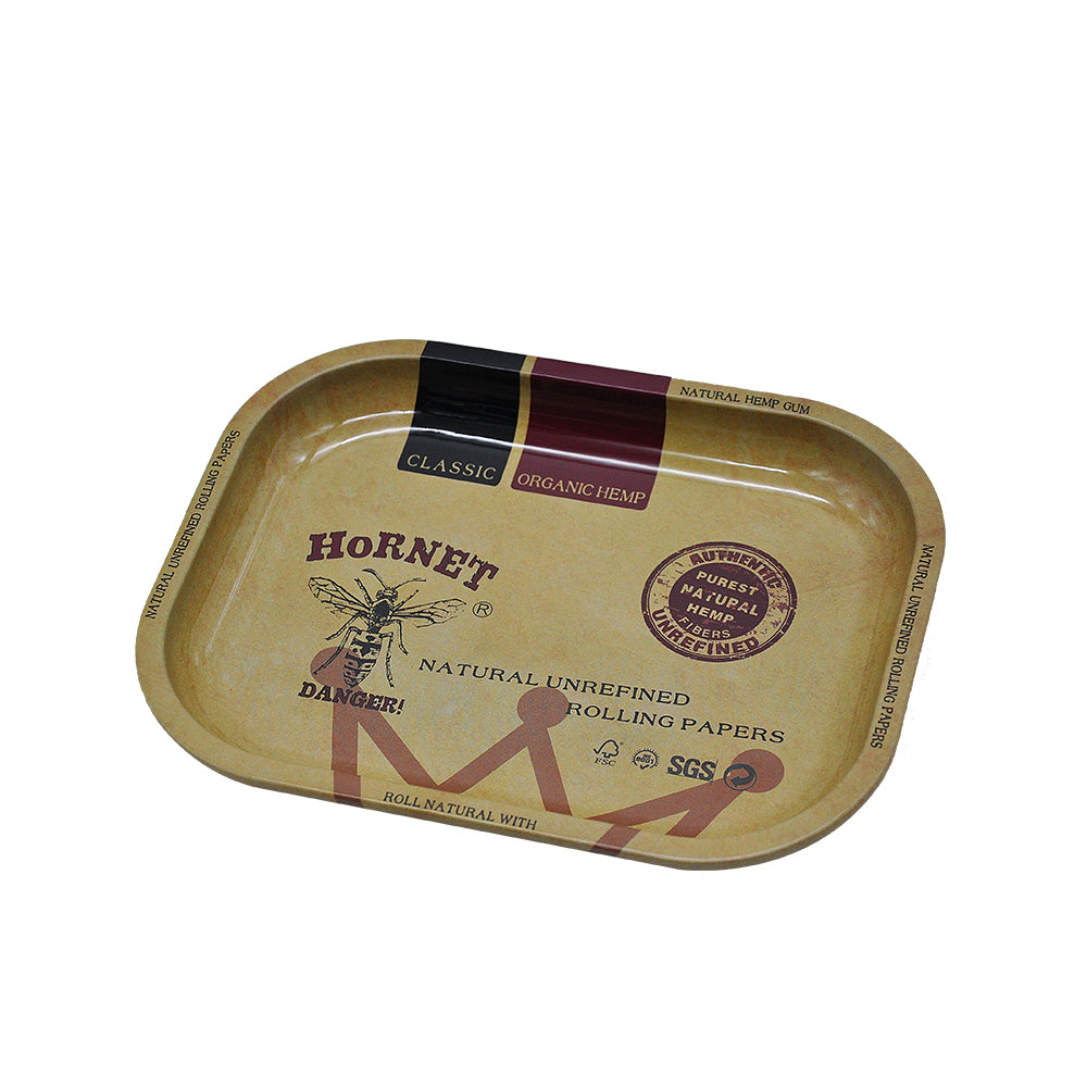 HORNET Tinplate Rolling Tray, 7” x 5” Cigarette Rolling Tray, Portable Rolling Paper Tray