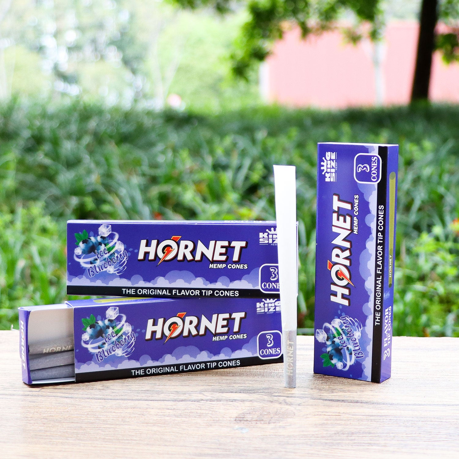 HORNET Blueberry Flavors Pre Rolled Cones With Tips, King Size Pre Rolled Rolling Paper & Flavored Pop, 3 PCS / Pack 12 Pack / Box