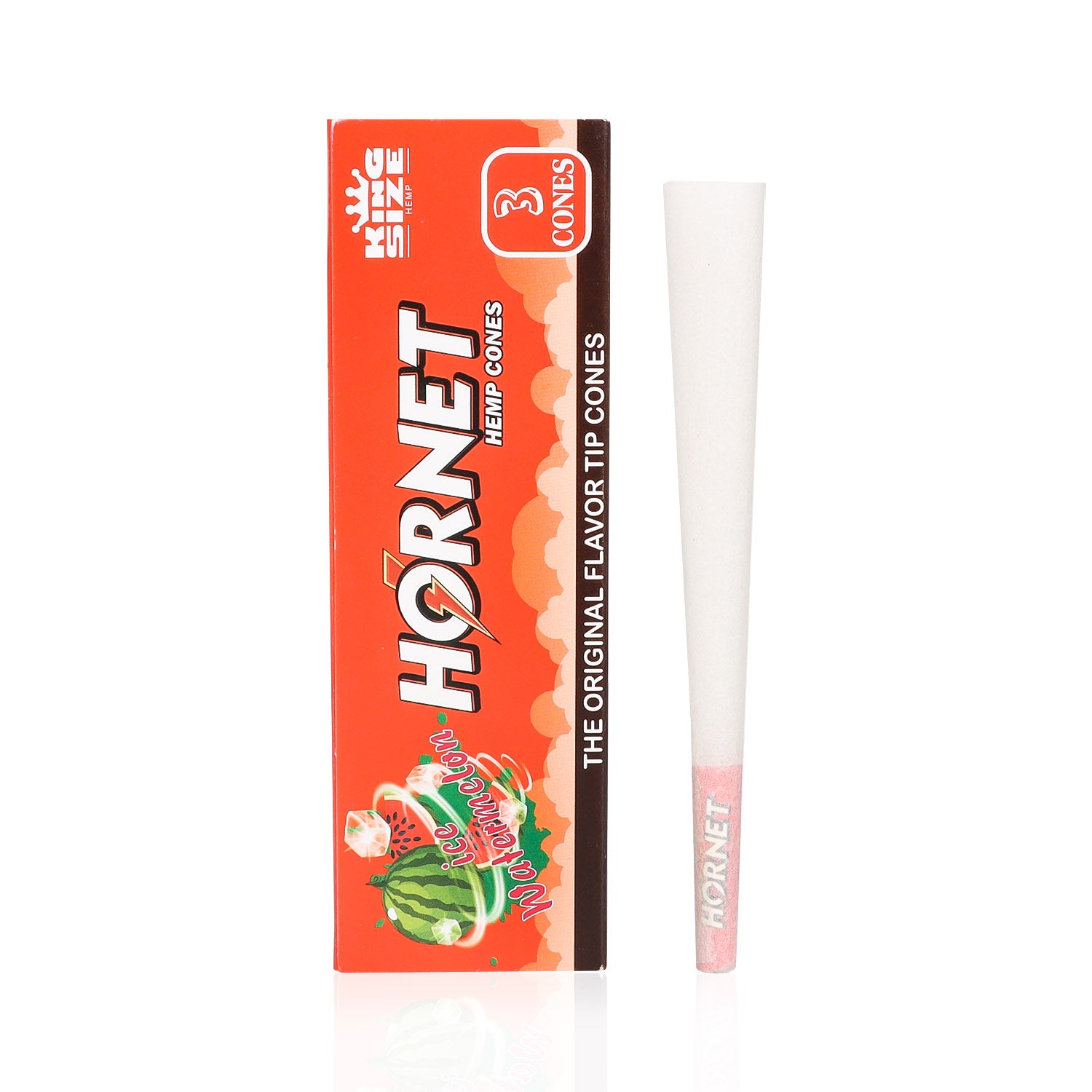 HORNET Ice Watermelon Flavors Pre Rolled Cones With Tips, King Size Pre Rolled Rolling Paper & Flavored Pop, 3 PCS / Pack 12 Pack / Box