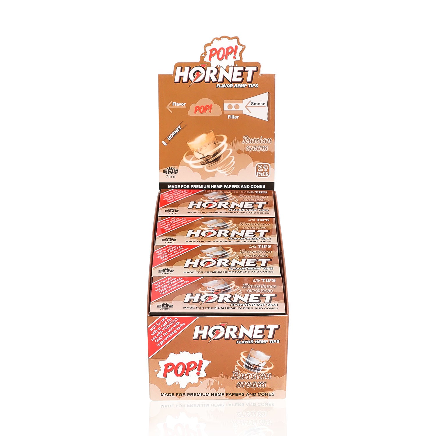 HORNET Russia Cream Flavors Filter Tips with Flavored Pop, 7 mm Filter Tips, 10 Tips / Pack 24 Packs / Box