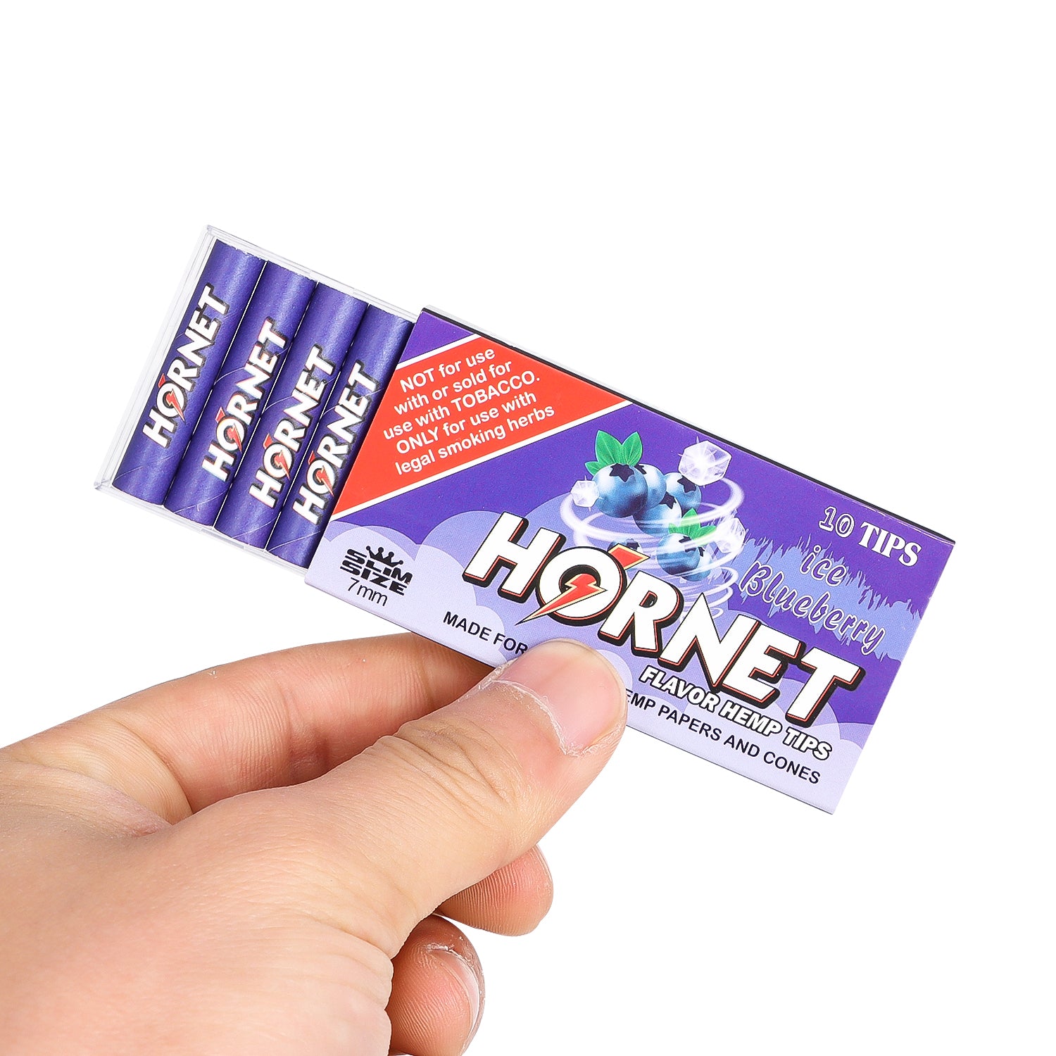 HORNET Blueberry Flavors Filter Tips with Flavored Pop, 7 mm Filter Tips, 10 Tips / Pack 24 Packs / Box