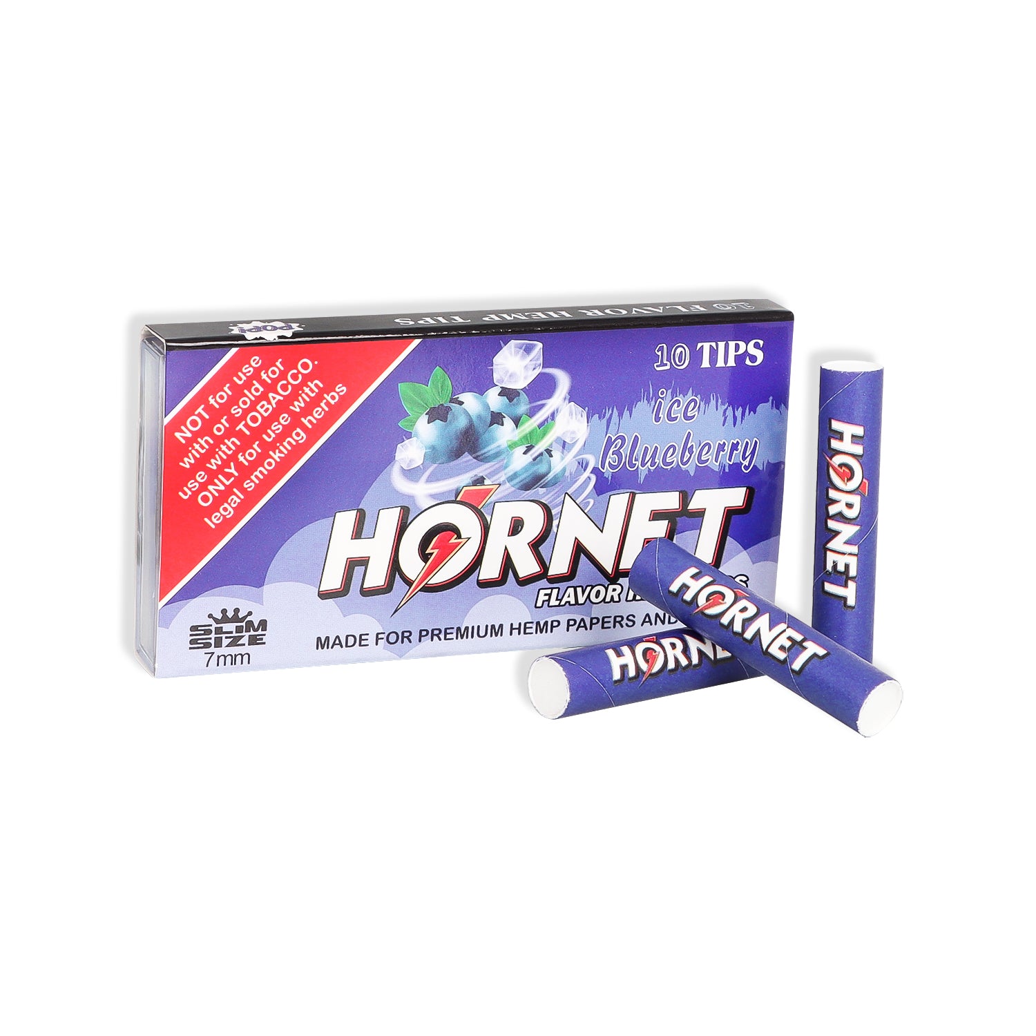 HORNET Blueberry Flavors Filter Tips with Flavored Pop, 7 mm Filter Tips, 10 Tips / Pack 24 Packs / Box