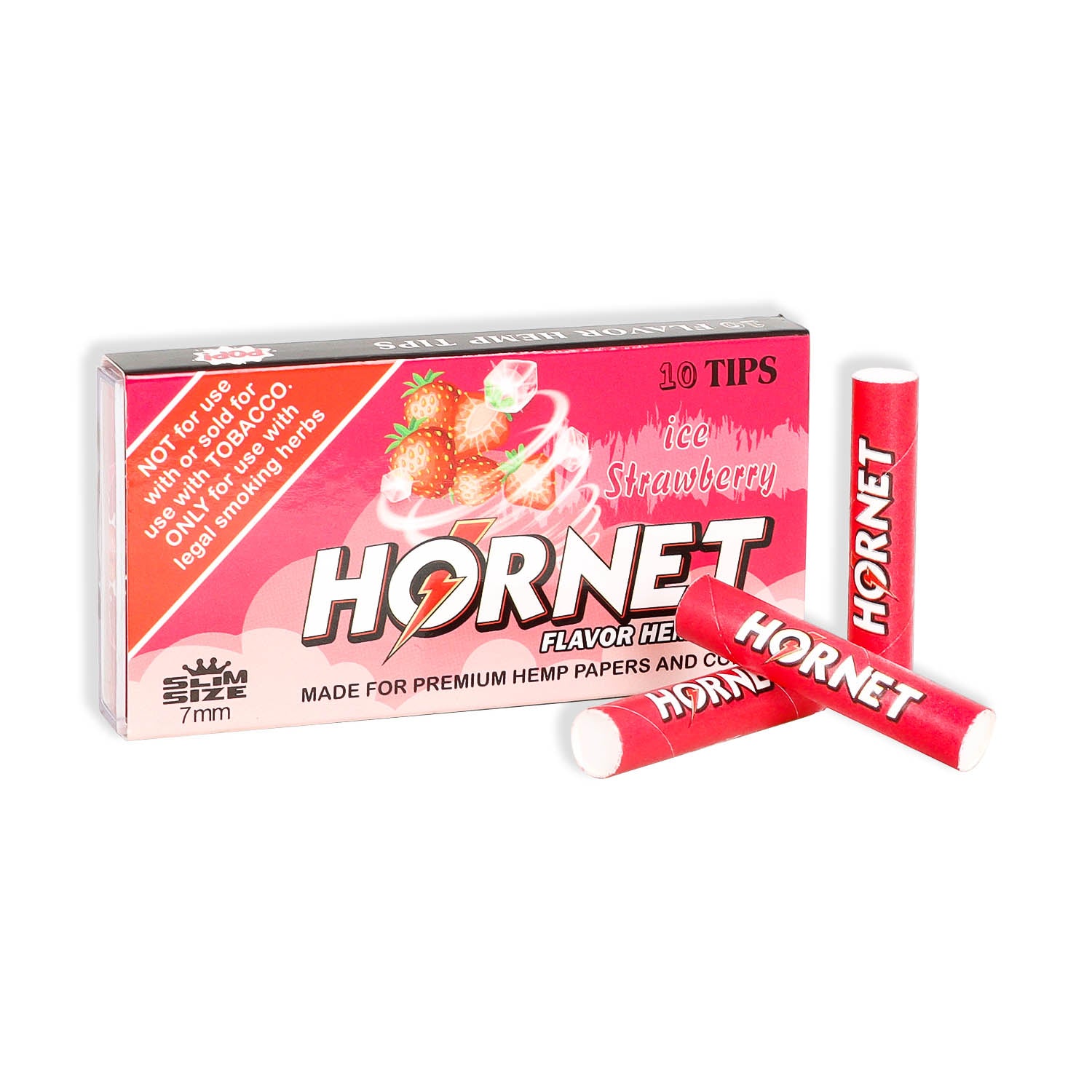 HORNET Strawberry Flavors Filter Tips with Flavored Pop, 7 mm Filter Tips, 10 Tips / Pack 24 Packs / Box