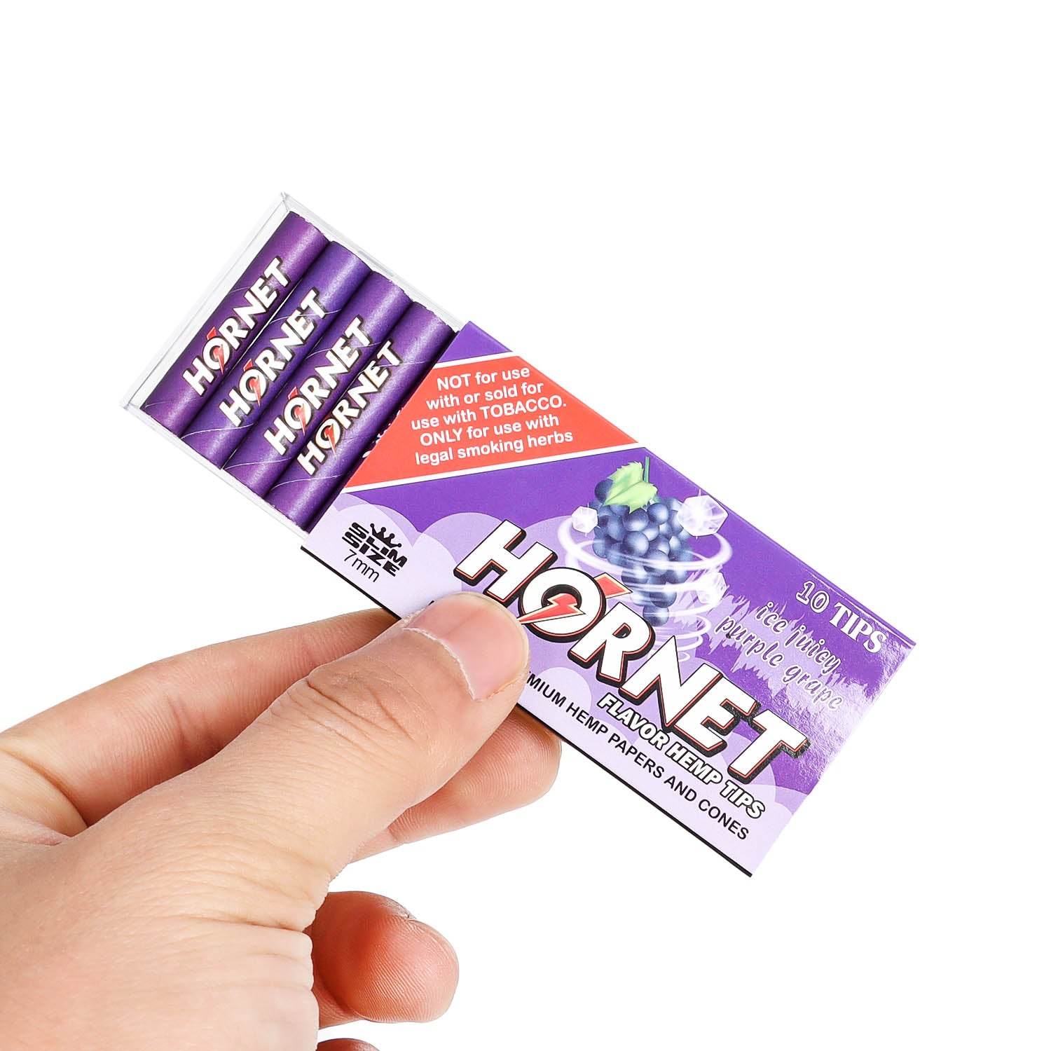 HORNET Grape Flavors Filter Tips with Flavored Pop, 7 mm Filter Tips, 10 Tips / Pack 24 Packs / Box