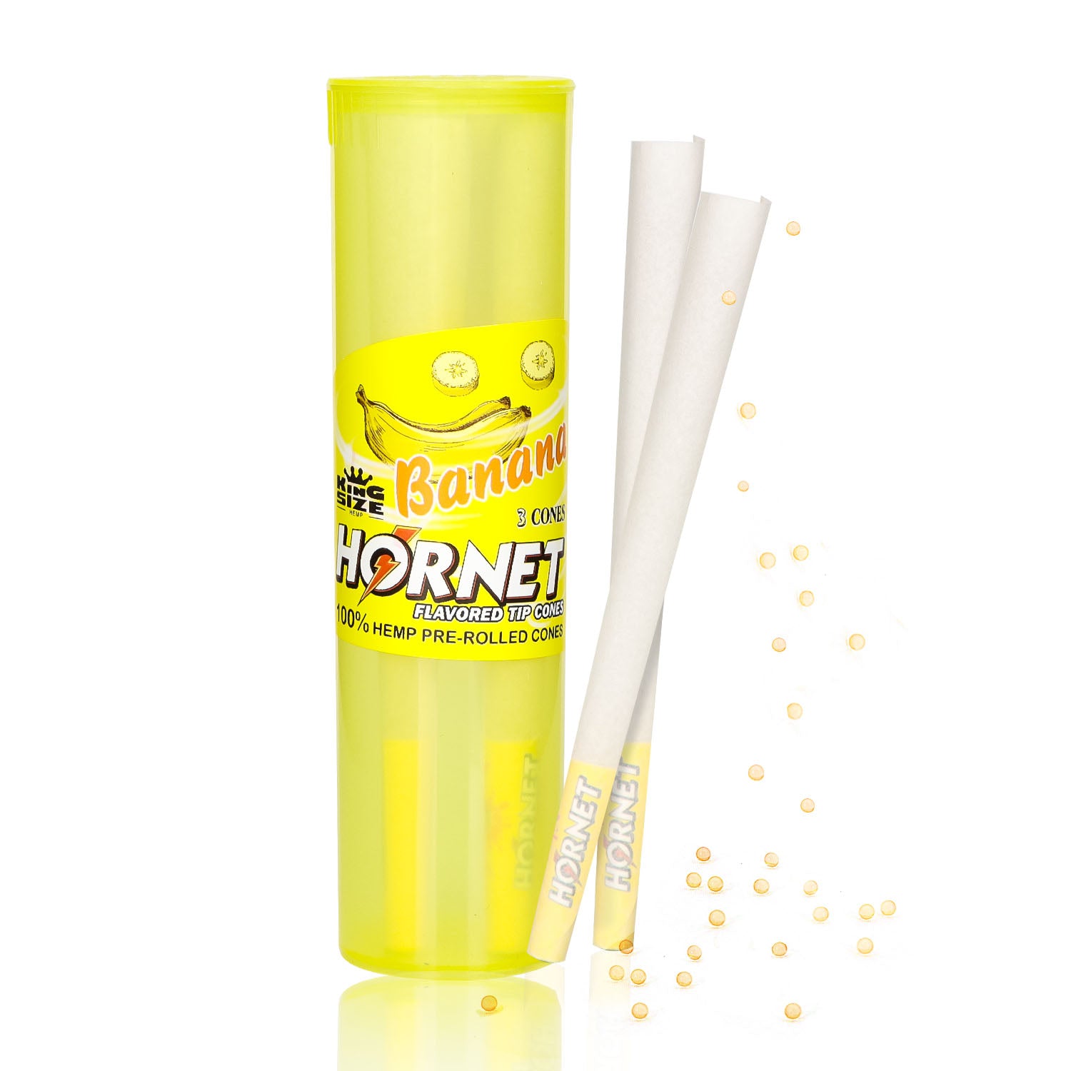 HORNET Banana Flavors Pre Rolled Cones, King Size Pre Rolled Rolling Paper With Tips, Slow Burning Rolling Cones & Flavored Pop, 3 PCS / Tube, 12 Tubes / Box