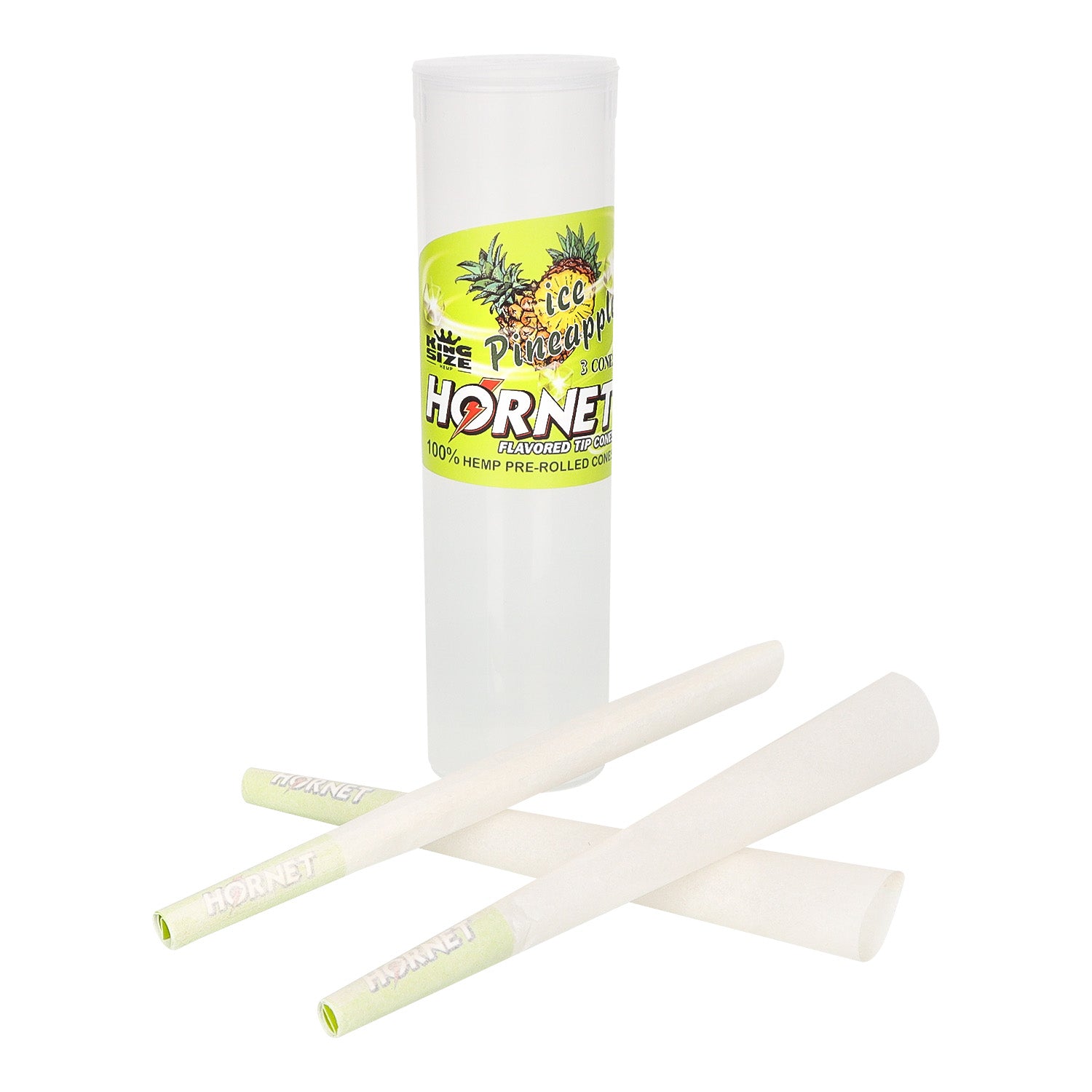 HORNET Pineapple Flavors Pre Rolled Cones, King Size Pre Rolled Rolling Paper With Tips, Slow Burning Rolling Cones & Flavored Pop, 3 PCS / Tube, 12 Tubes / Box