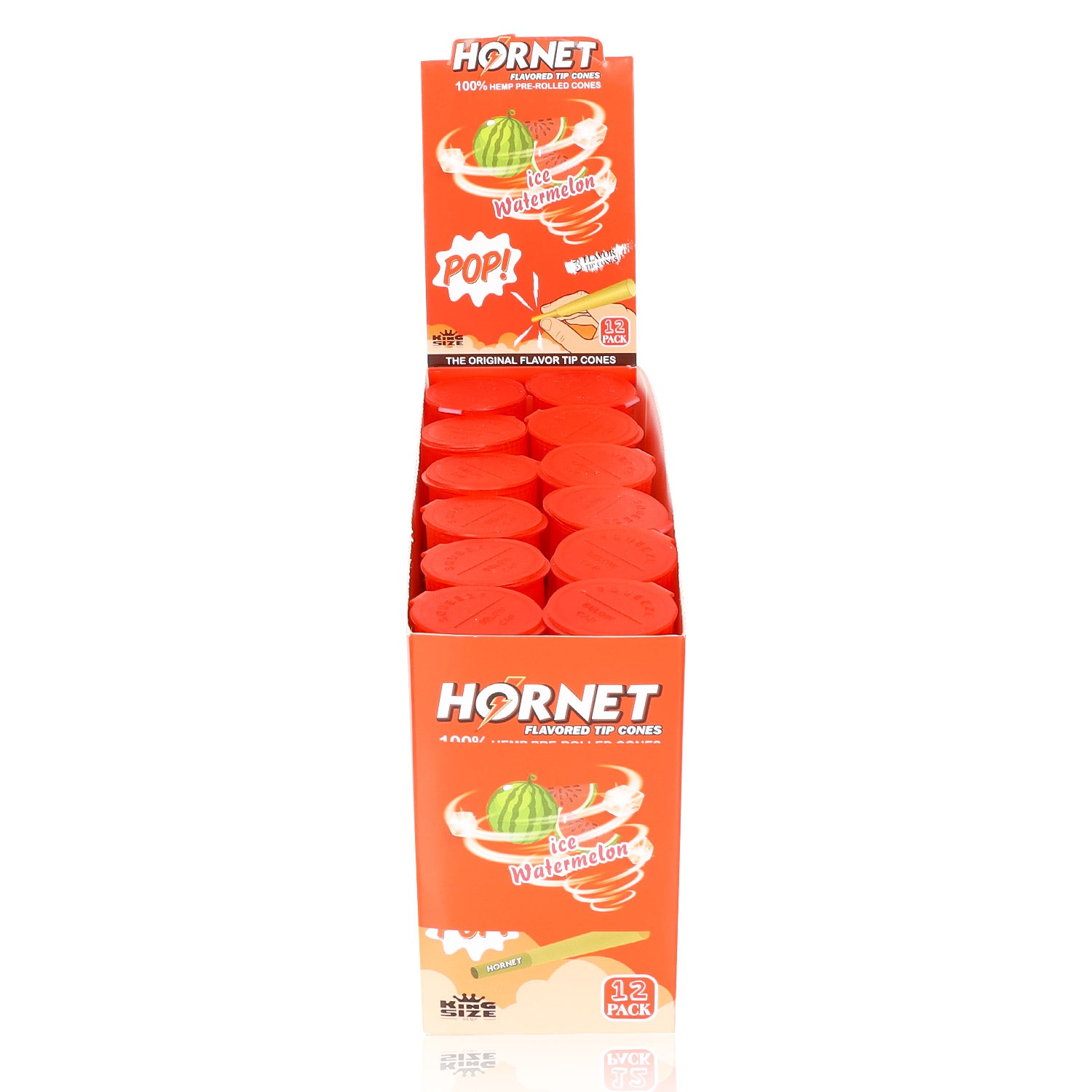 HORNET Watermelon Flavors Pre Rolled Cones, King Size Pre Rolled Rolling Paper With Tips, Slow Burning Rolling Cones & Flavored Pop, 3 PCS / Tube, 12 Tubes / Box