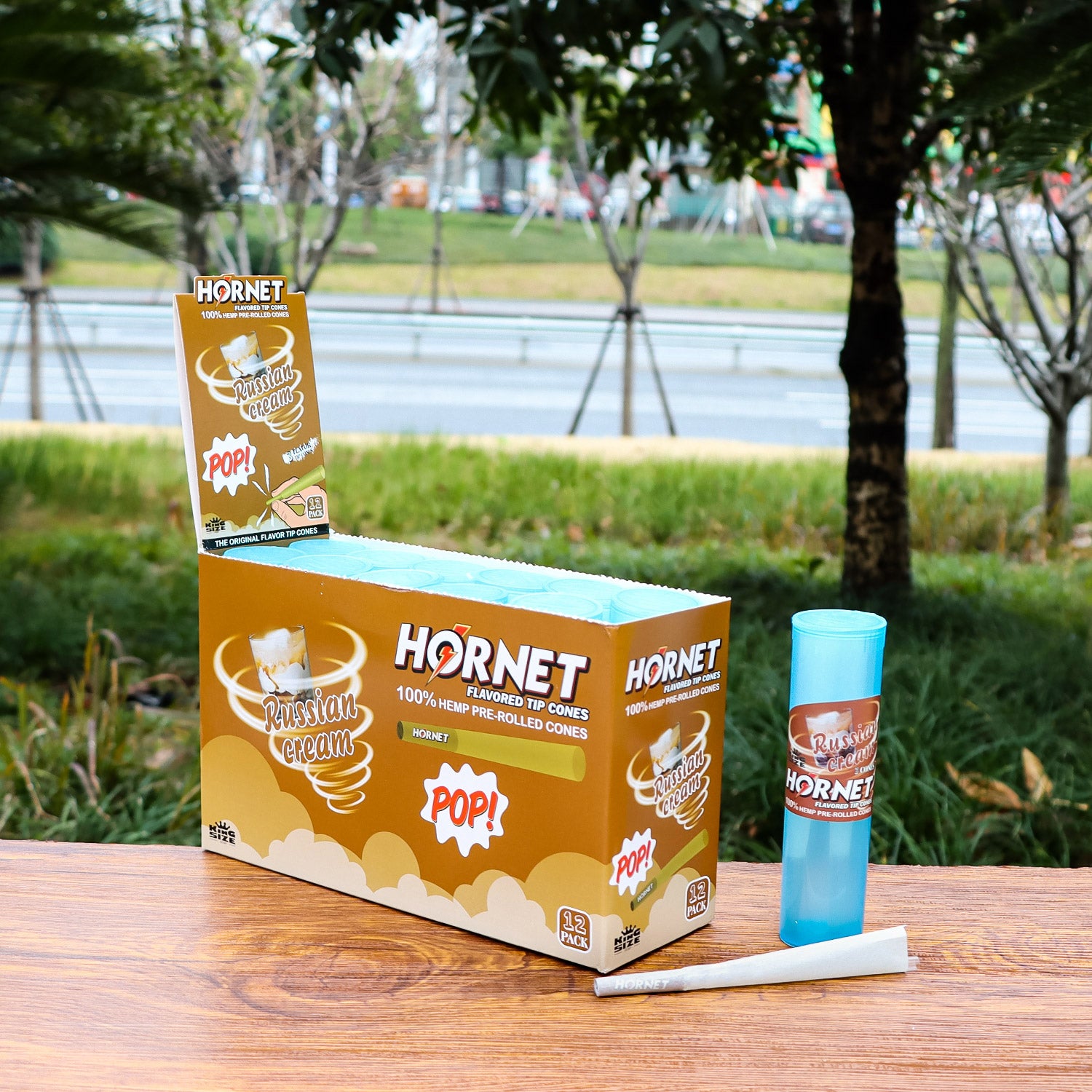 HORNET Cream Flavors Pre Rolled Cones, King Size Pre Rolled Rolling Paper With Tips, Slow Burning Rolling Cones & Flavored Pop, 3 PCS / Tube, 12 Tubes / Box