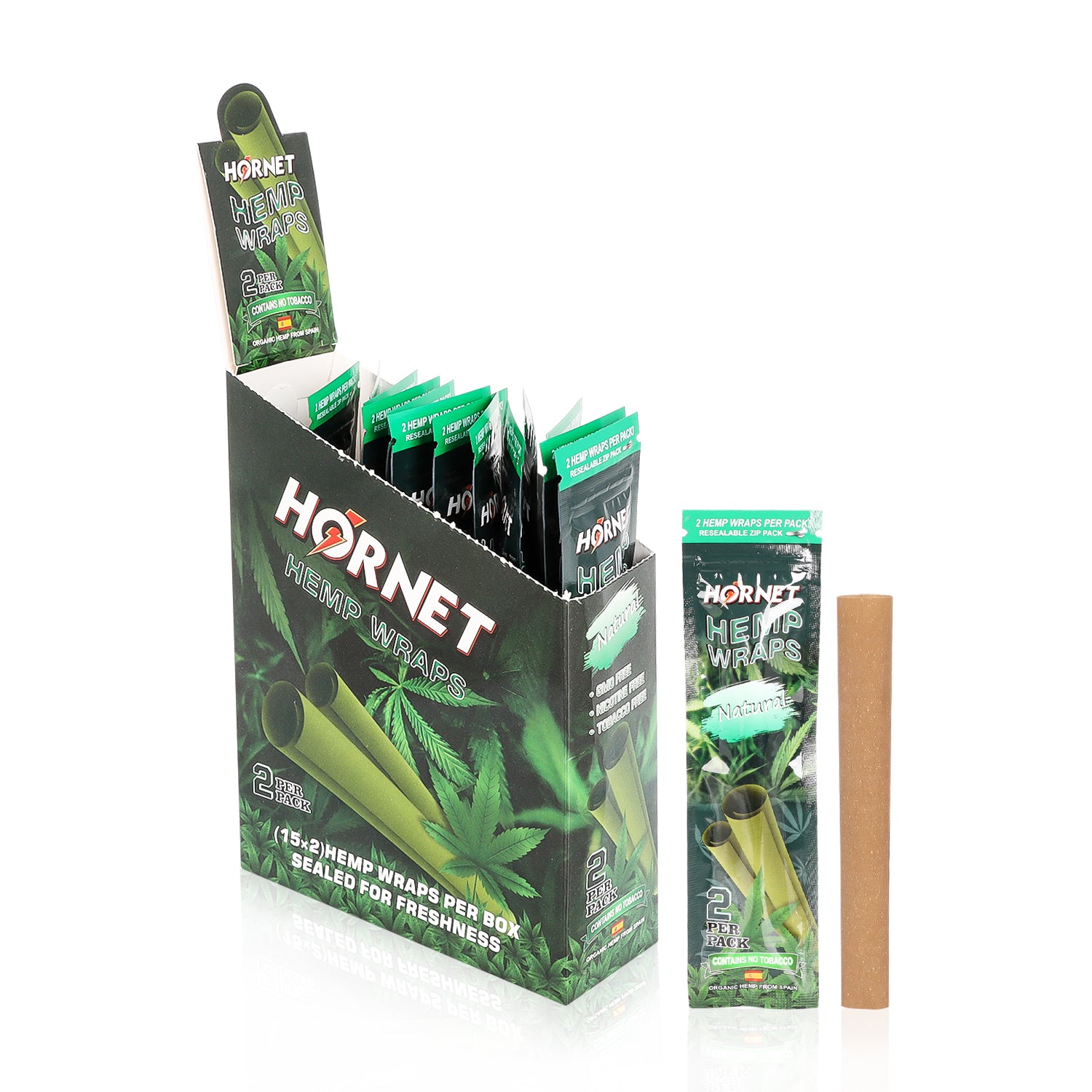 Hornet Organic Flavoured Hemp Blunt Wraps 30 Hemp Wraps Per Box