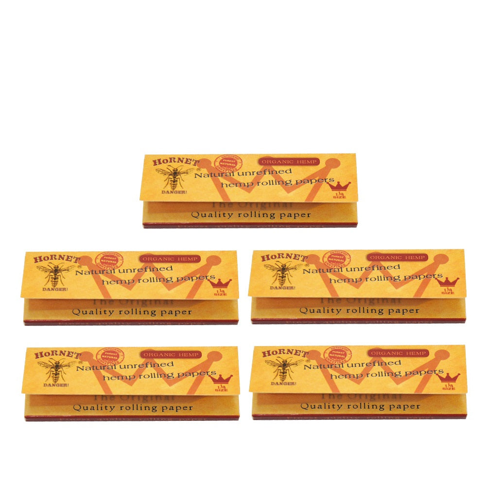 HORNET 1 1/4 Size Rolling Papers, Natural Slim Rolling Papers, Brown Organic Rolling Paper, 50 Leaves / Pack 50 Pack / Box