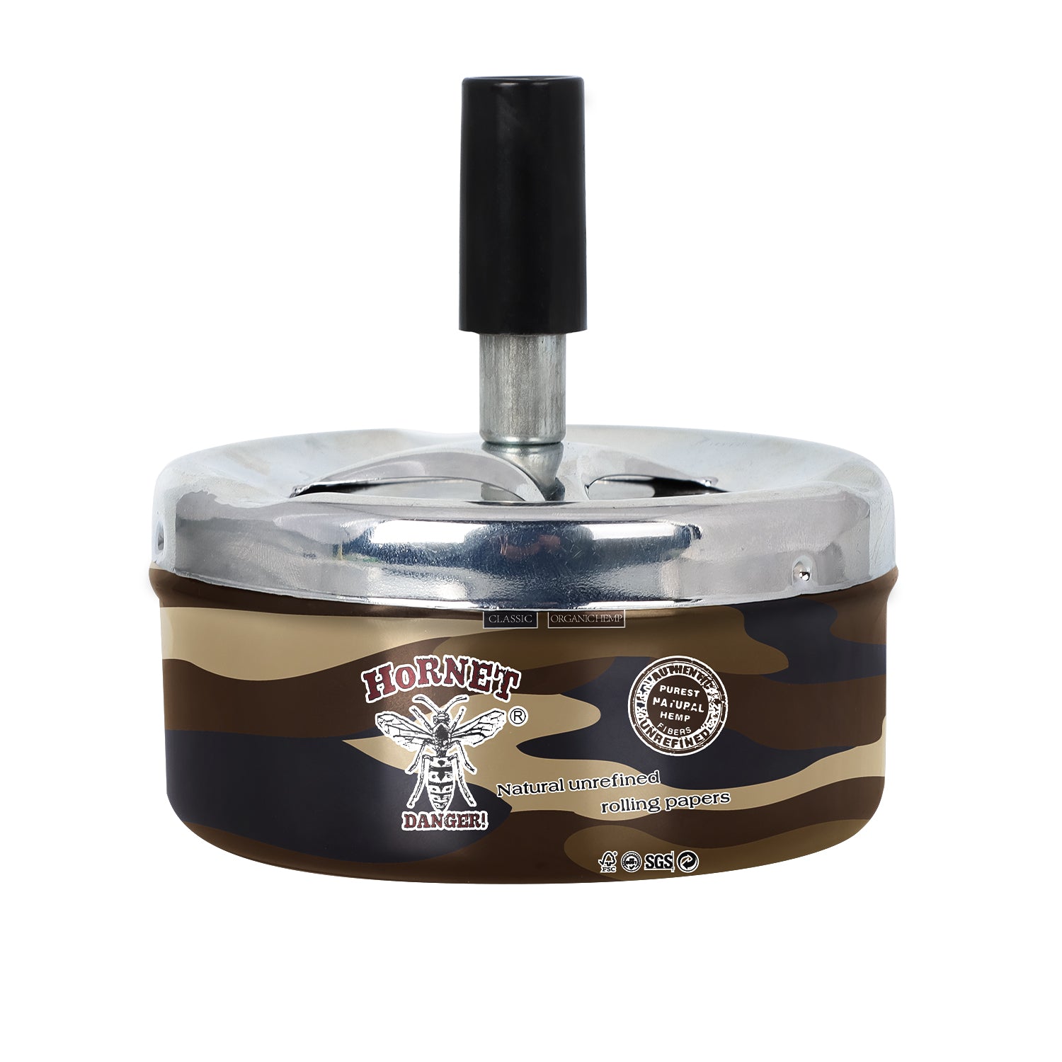 HORNET Press Cigarette Ashtray, Round Metal Ash Tray & Cigarette Holder, Portable Ash Trays
