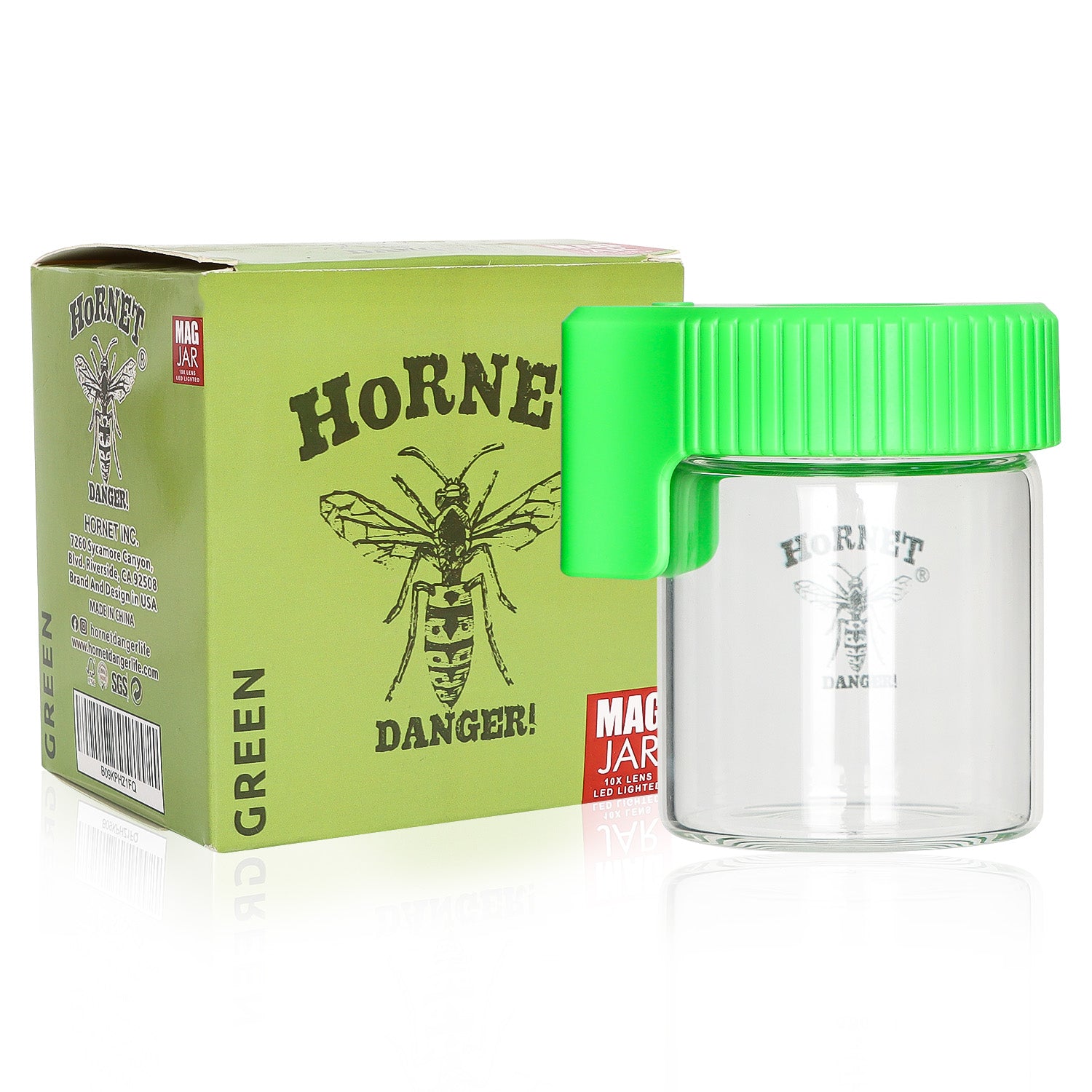 HORNET Light-Up Led Glass Storage Jar, Air Tight & Magnifying View Jar, Green Color Jar Lid, Rechargeable Glass Jar