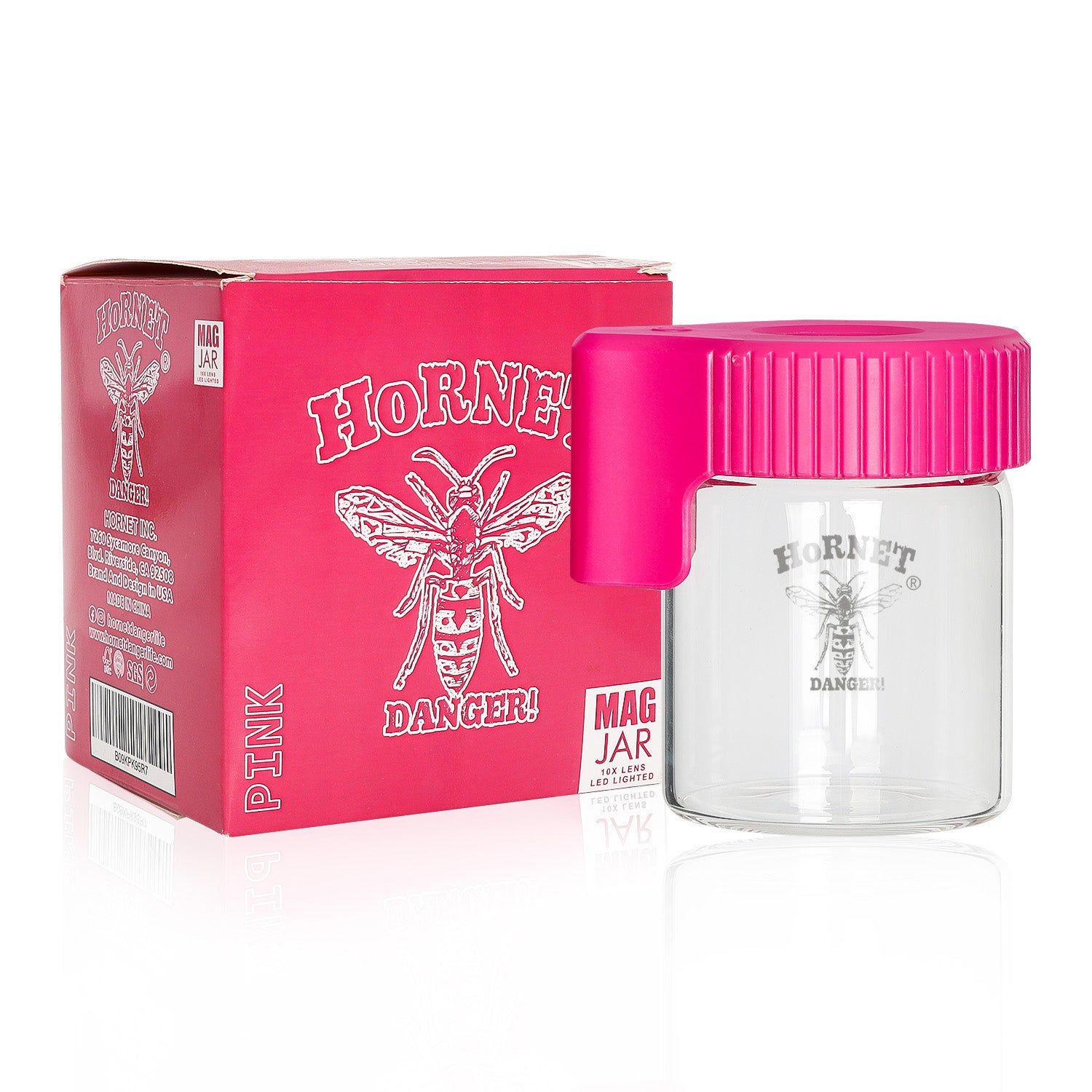 HORNET Light-Up Led Glass Storage Jar, Air Tight & Magnifying View Jar, Pink Color Jar Lid, Rechargeable Glass Jar