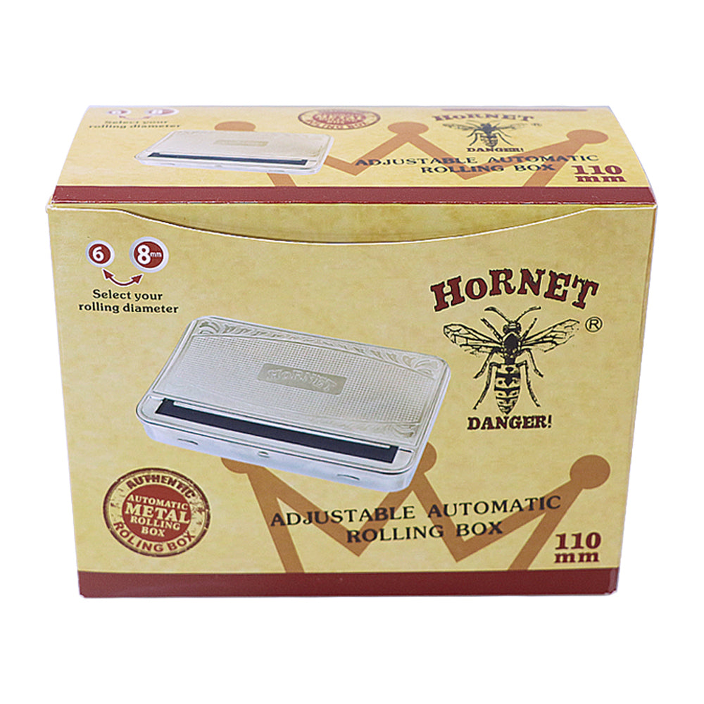 HORNET King Size Tinplate Rolling Machine Case, Silver Cigarette Rolling Machine Box with Large Stash Case, 6PCS / Box
