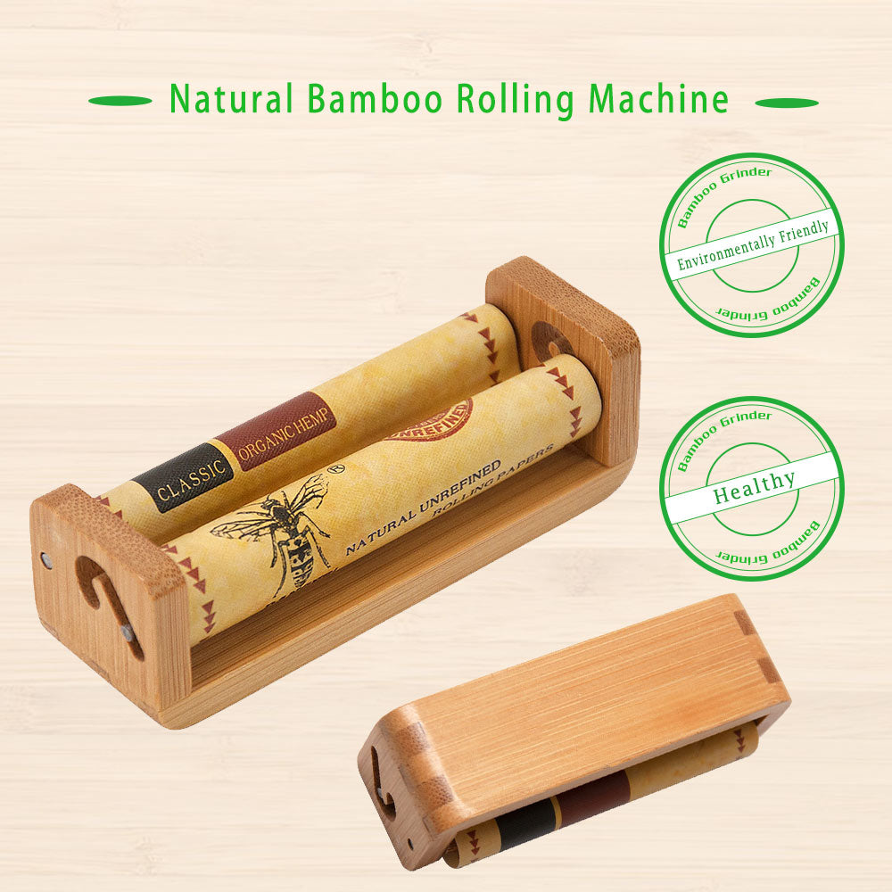 HORNET 1 1/4 Size Natural Bamboo Rolling Machine, Portable Rolling Machine, 12 PCS / Box