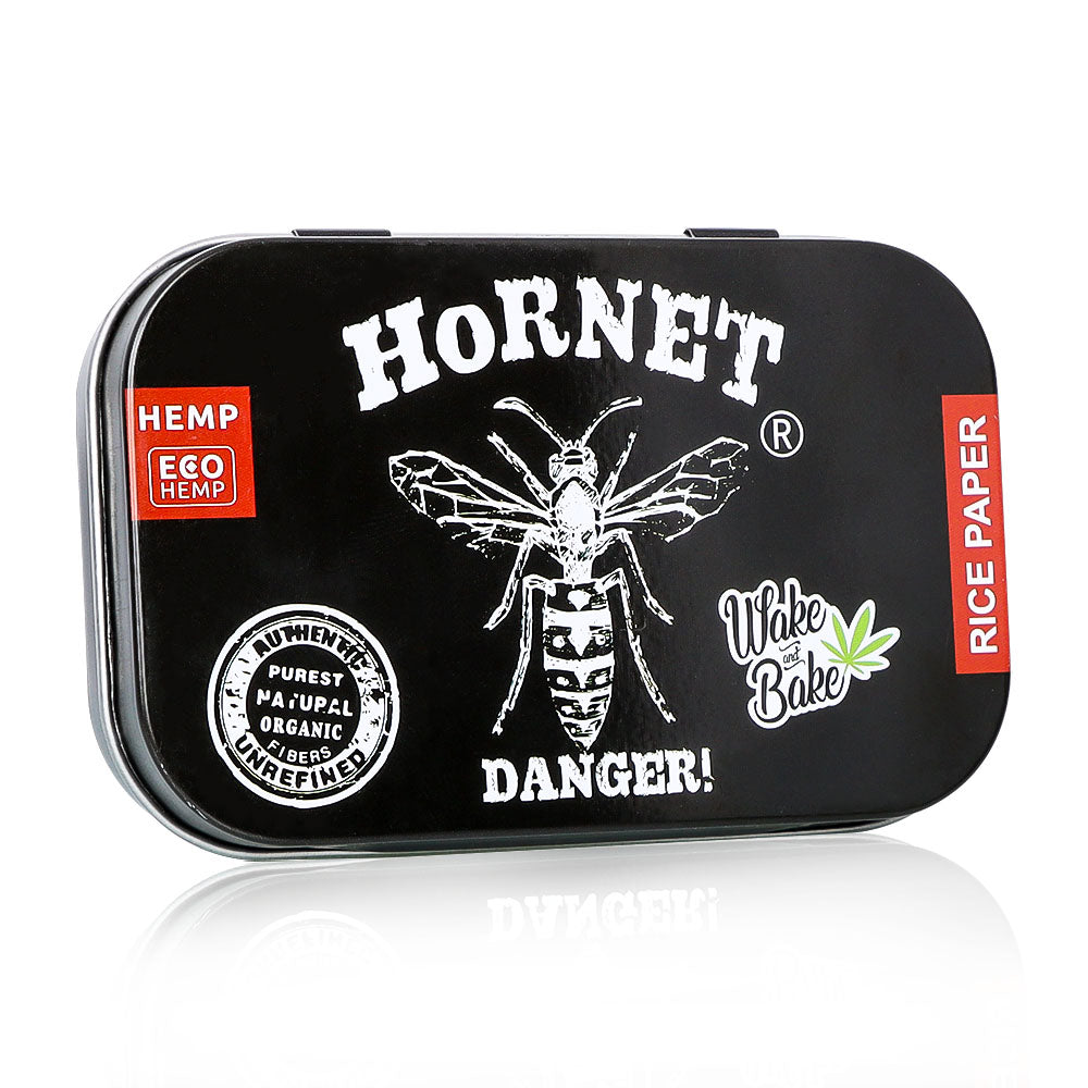 HORNET Tinplate Flip Tobacco Storage Box, 100 x 64 mm Size Metal Tin, Portable & Smell Proof Tobacco Storage Case, 24 Case / Box