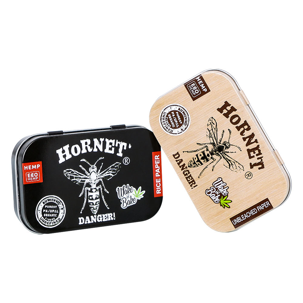 HORNET Tinplate Flip Tobacco Storage Box, 100 x 64 mm Size Metal Tin, Portable & Smell Proof Tobacco Storage Case, 24 Case / Box