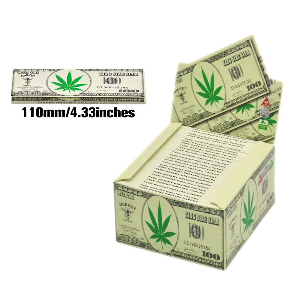 HORNET Dollar Painting Rolling Paer, King Size Slim Cigarette Rolling Paper, Slow Buring Rolling Papers, 32 PCS / Pack 50 Packs / Box