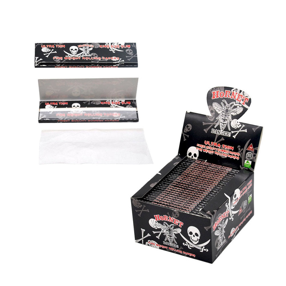 HORNET Skull Painting Rolling Paer, King Size Slim Cigarette Rolling Paper, Slow Buring Rolling Papers, 32 PCS / Pack 50 Packs / Box
