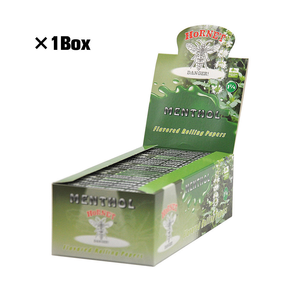Hornet 1 1/4 Size Menthol Flavors Rolling Papers, Slow Burning Rolling Paper, Natural Rolling Paper, 50 Piece / Pack 50 Pack / Box