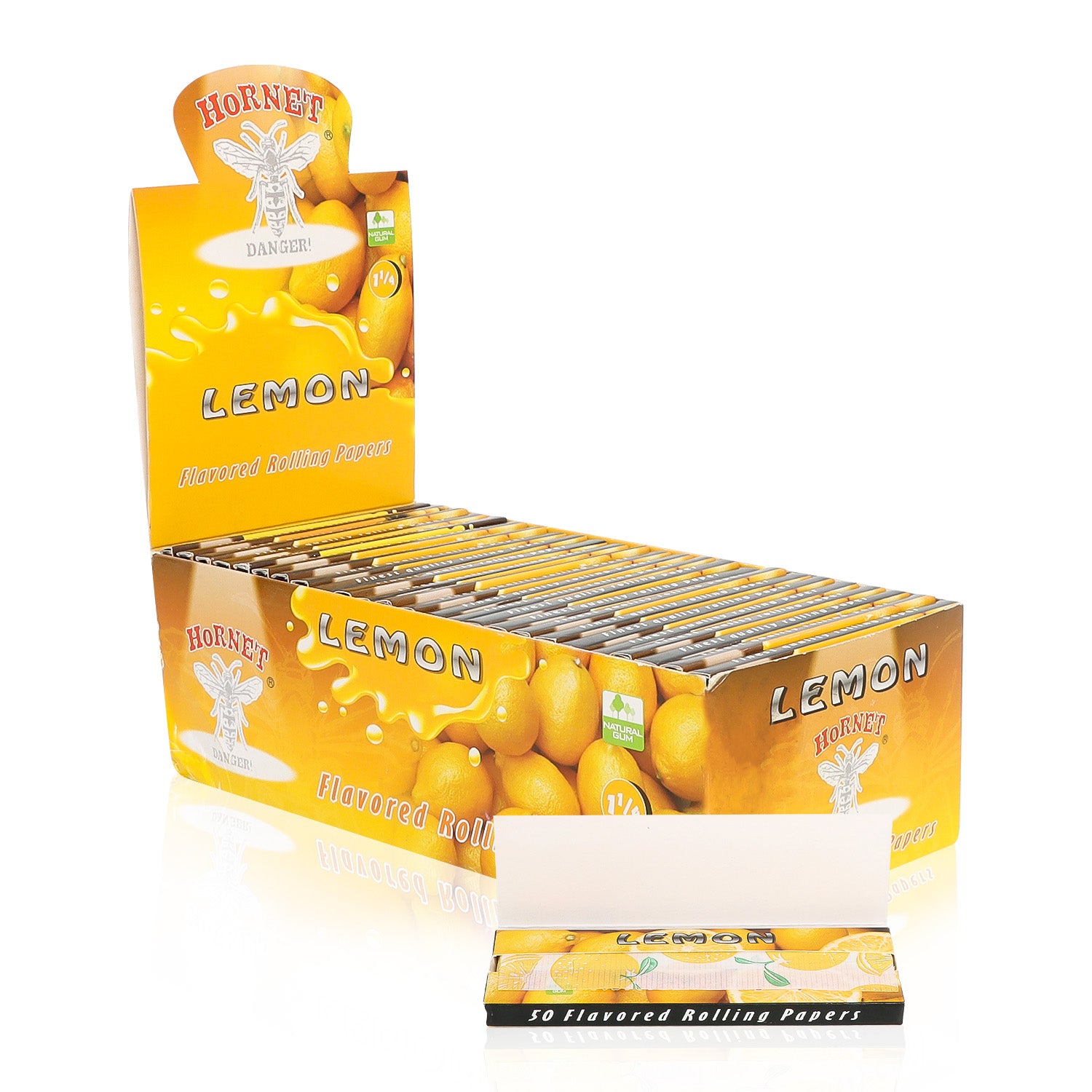HORNET 1 1/4 Lemon Flavors Rolling Papers, Slow Burning Rolling Paper, Natural Rolling Paper, 50 Piece / Pack 50 Pack / Box