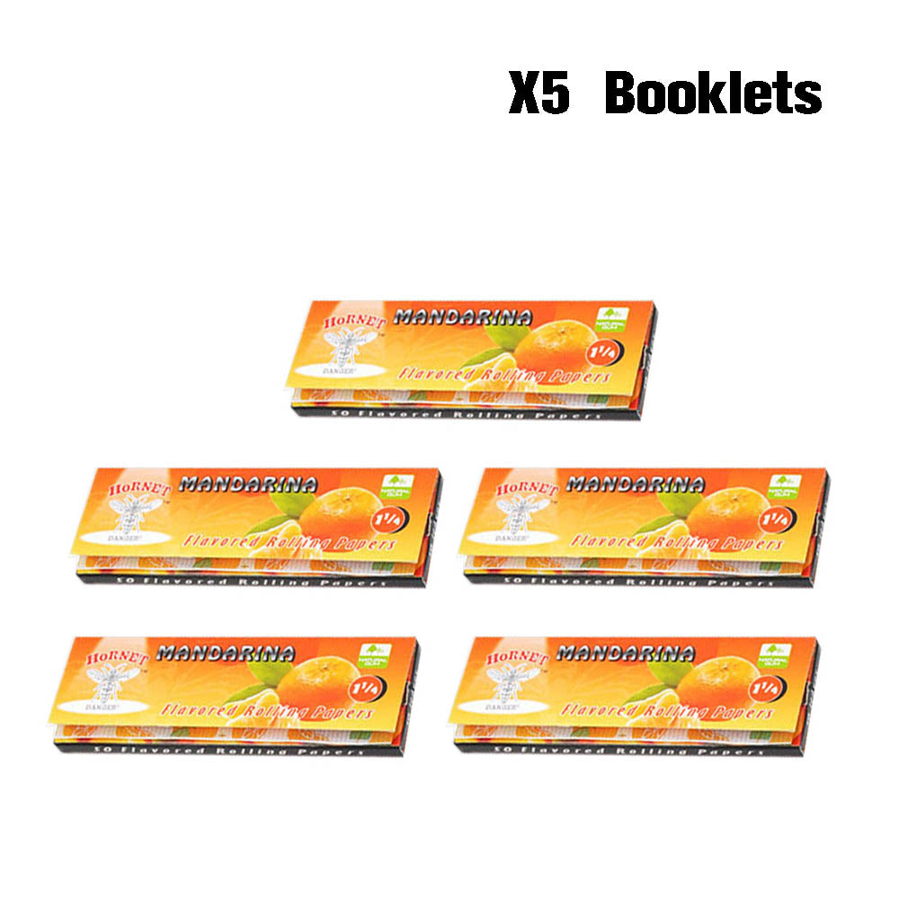 HORNET 1 1/4 Mandarina Flavors Rolling Papers, Slow Burning Rolling Paper, Natural Rolling Paper, 50 Piece / Pack 50 Pack / Box