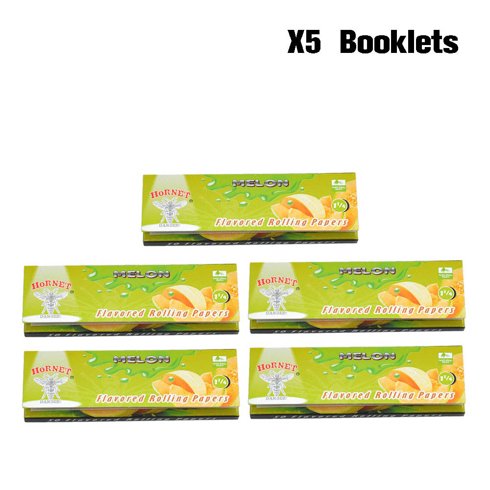 HORNET 1 1/4 Size Hami Melon Flavors Rolling Papers, Slow Burning Rolling Paper, Natural Rolling Paper, 50 Piece / Pack 50 Pack / Box