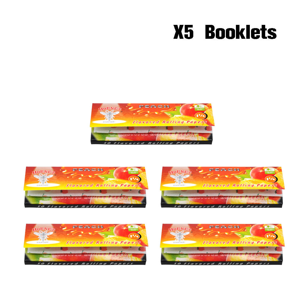 HORNET 1 1/4 Peach Flavors Rolling Papers, Slow Burning Rolling Paper, Natural Rolling Paper, 50 Piece / Pack 50 Pack / Box