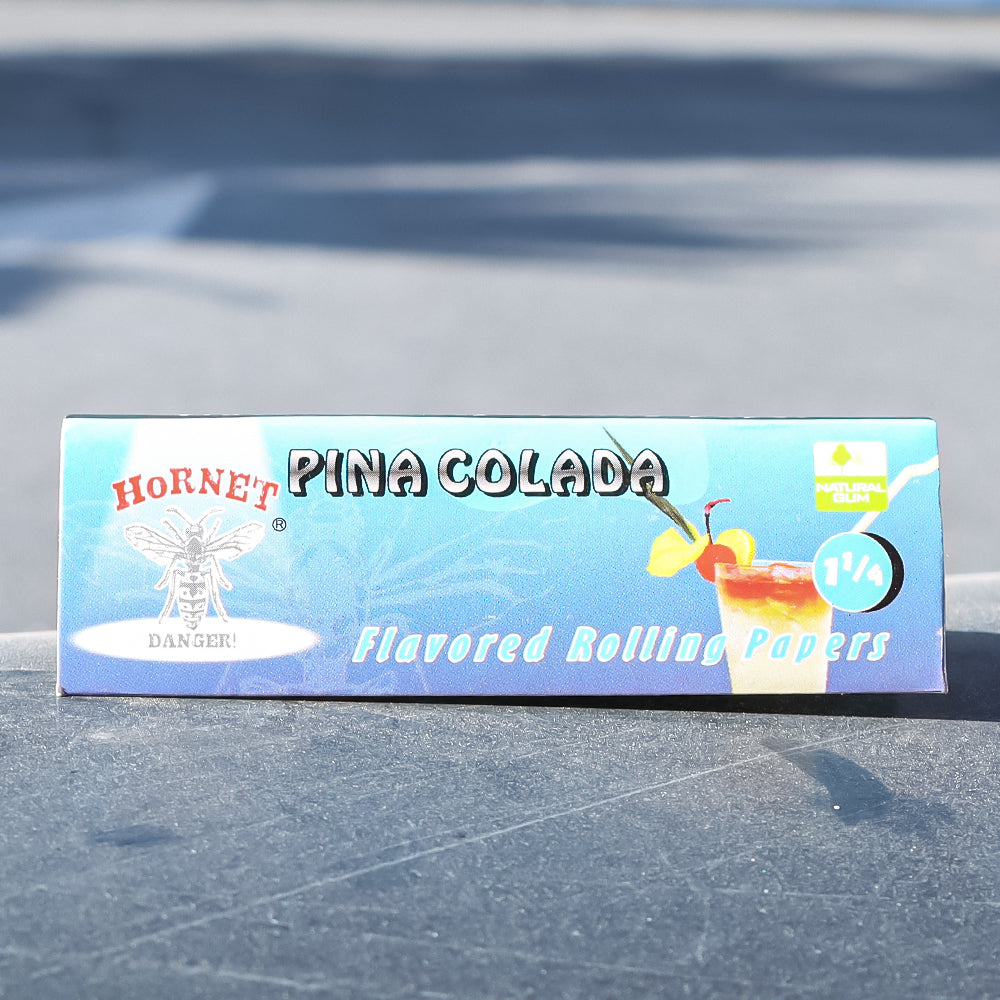 HORNET 1 1/4 Pina Colada Flavors Rolling Papers, Slow Burning Rolling Paper, Natural Rolling Paper, 50 Piece / Pack 50 Pack / Box