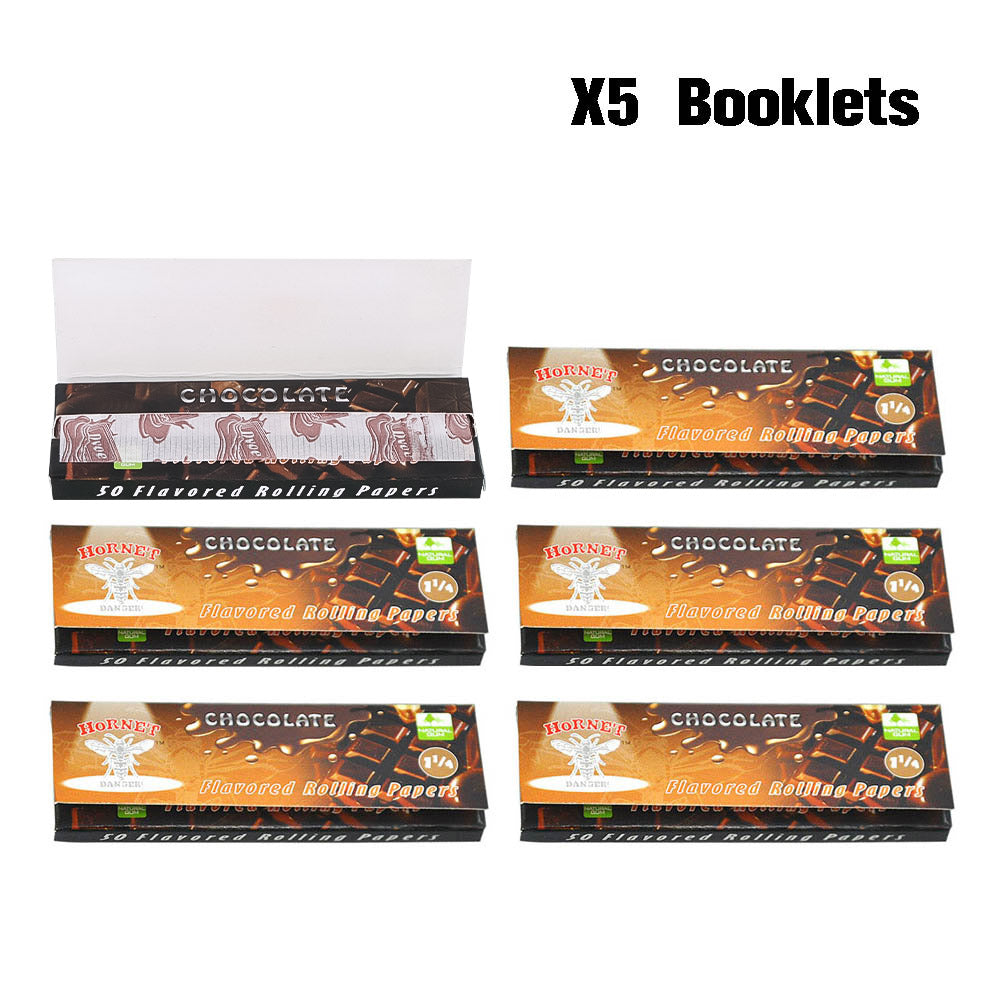 Hornet 1 1/4 Size Chocolate Flavors Rolling Papers, Slow Burning Rolling Paper, Natural Rolling Paper, 50 Piece / Pack 50 Pack / Box