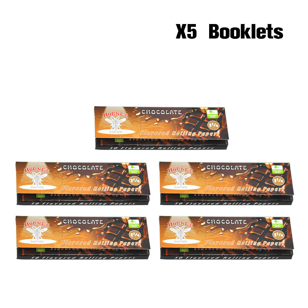 Hornet 1 1/4 Size Chocolate Flavors Rolling Papers, Slow Burning Rolling Paper, Natural Rolling Paper, 50 Piece / Pack 50 Pack / Box